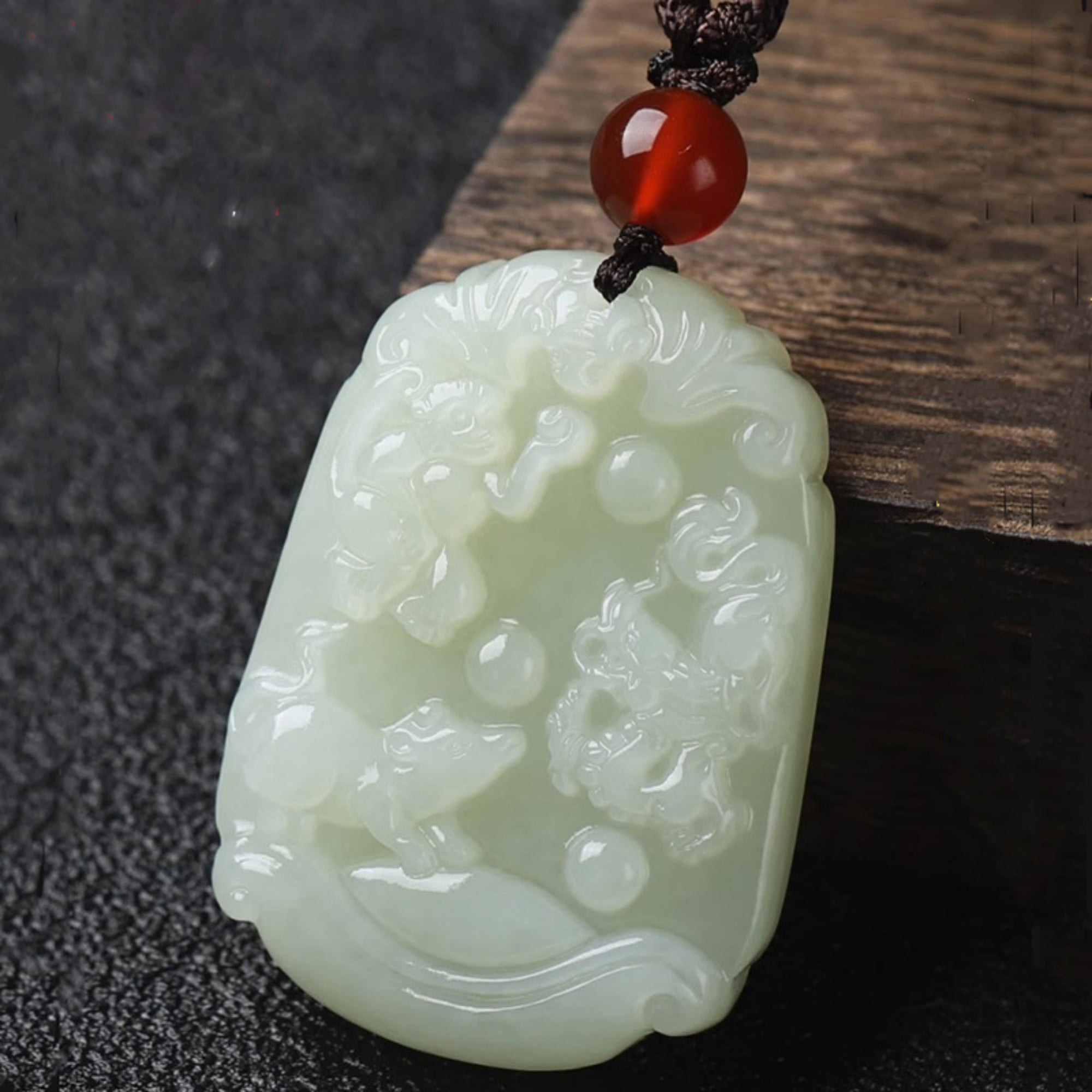 Natural Jade Zodiac Trine Lucky Charm Necklace