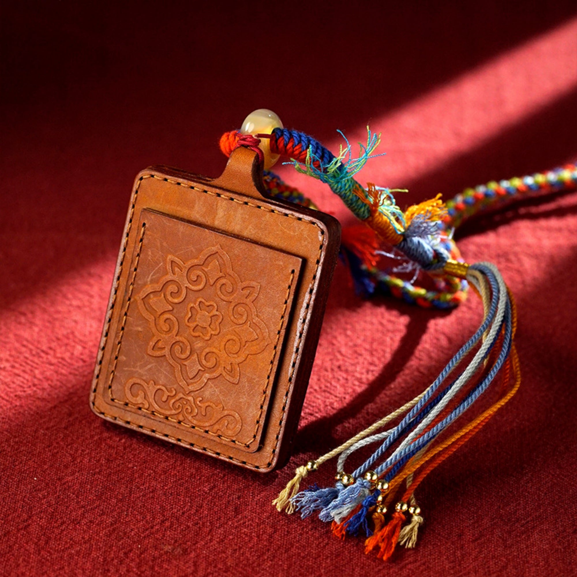 QiLing Aura Hand-Painted Thangka Embossed Pendant Necklace