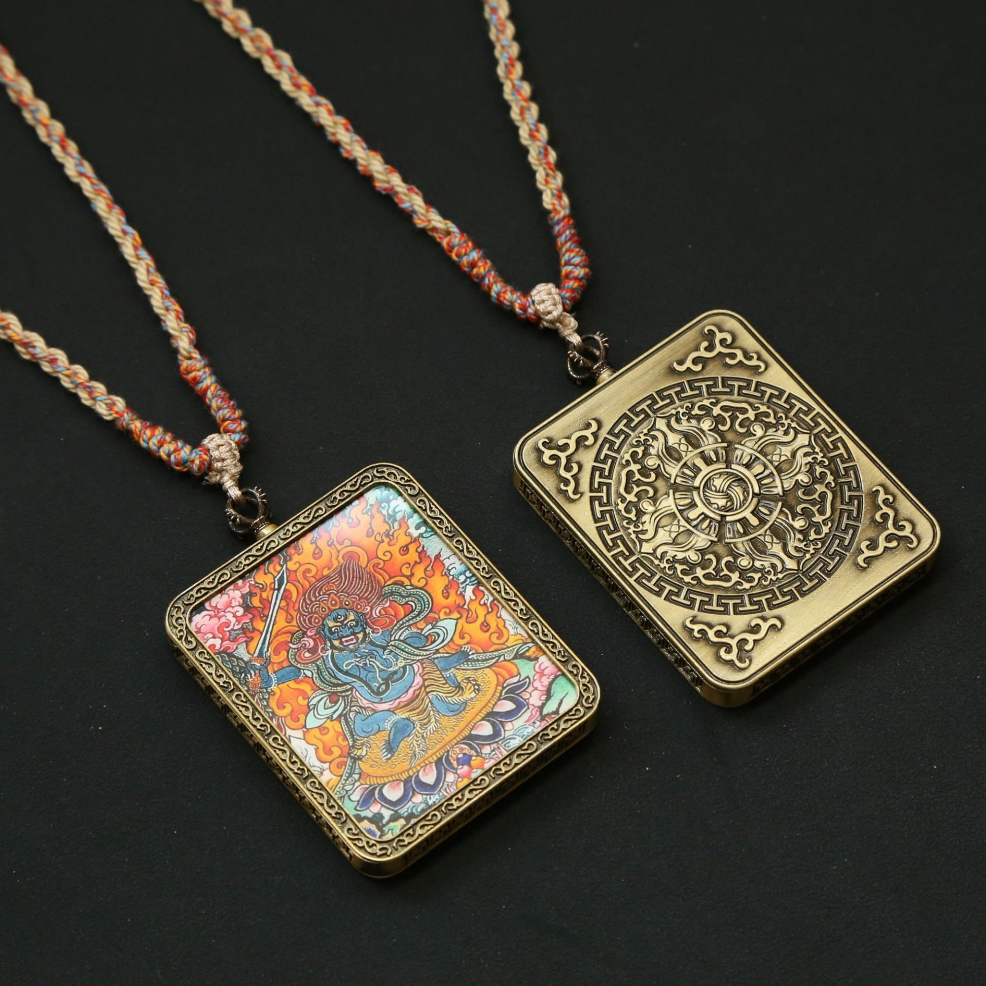 Tibetan Zodiac Protector Buddha Thangka Pendant Necklace