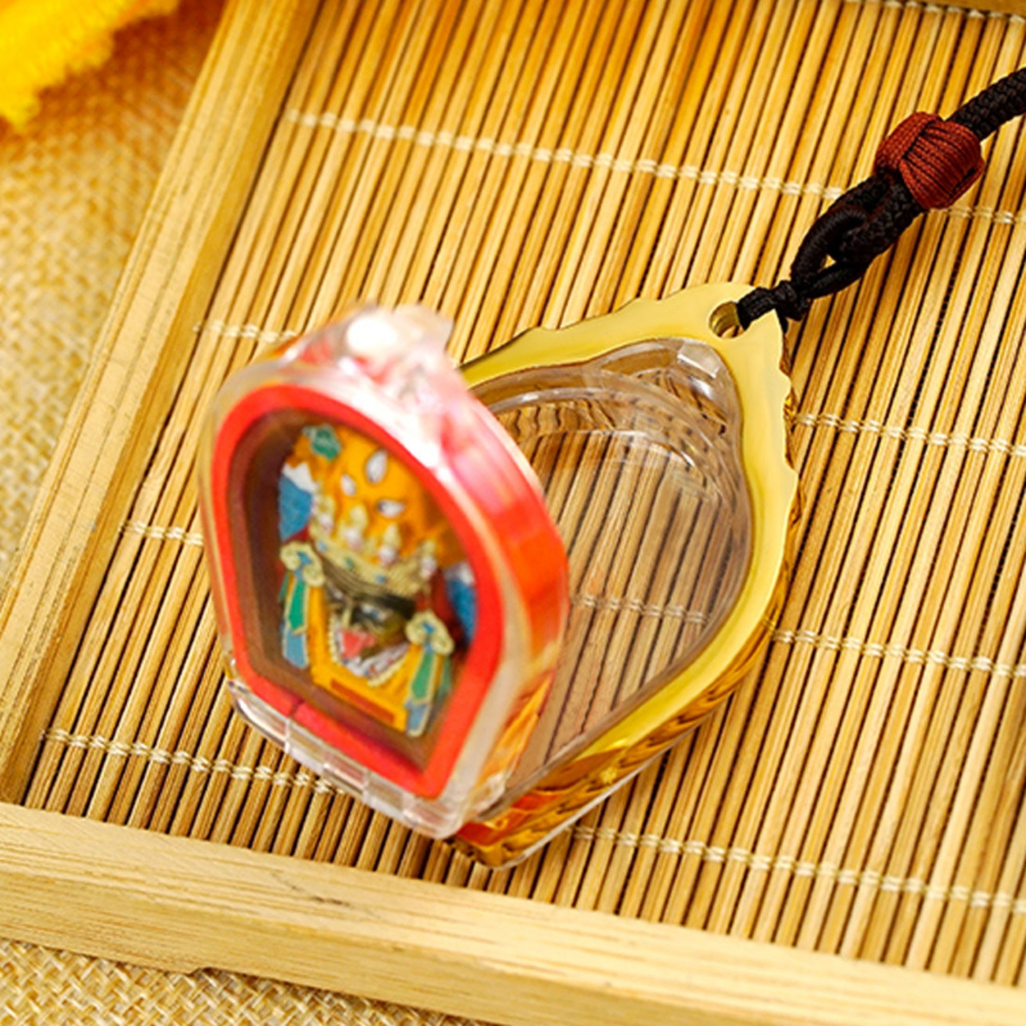 QiLing Aura Hand-Carved Tibetan Buddhist Zakiram Pendant Necklace (Gawu Box)