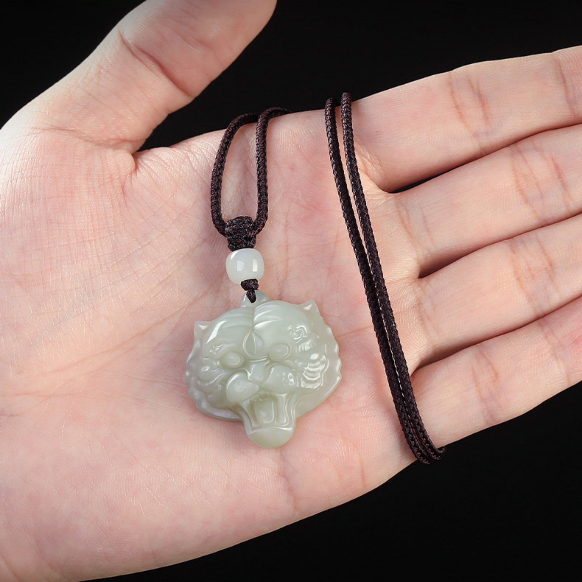 Natural Jade Tiger Zodiac Lucky Charm Necklace