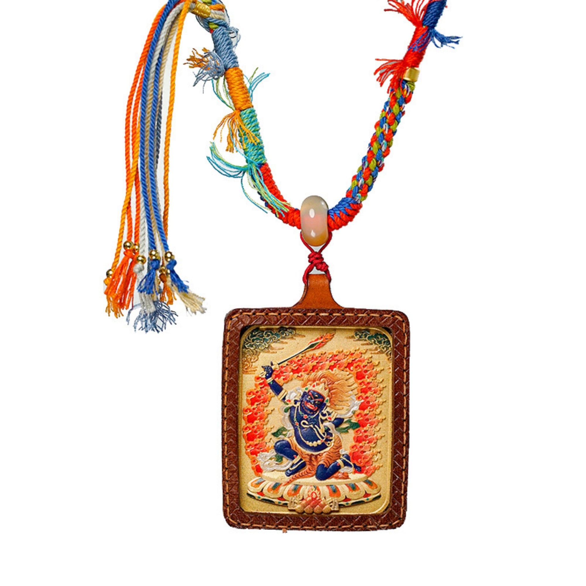 QiLing Aura Hand-Painted Thangka Embossed Pendant Necklace