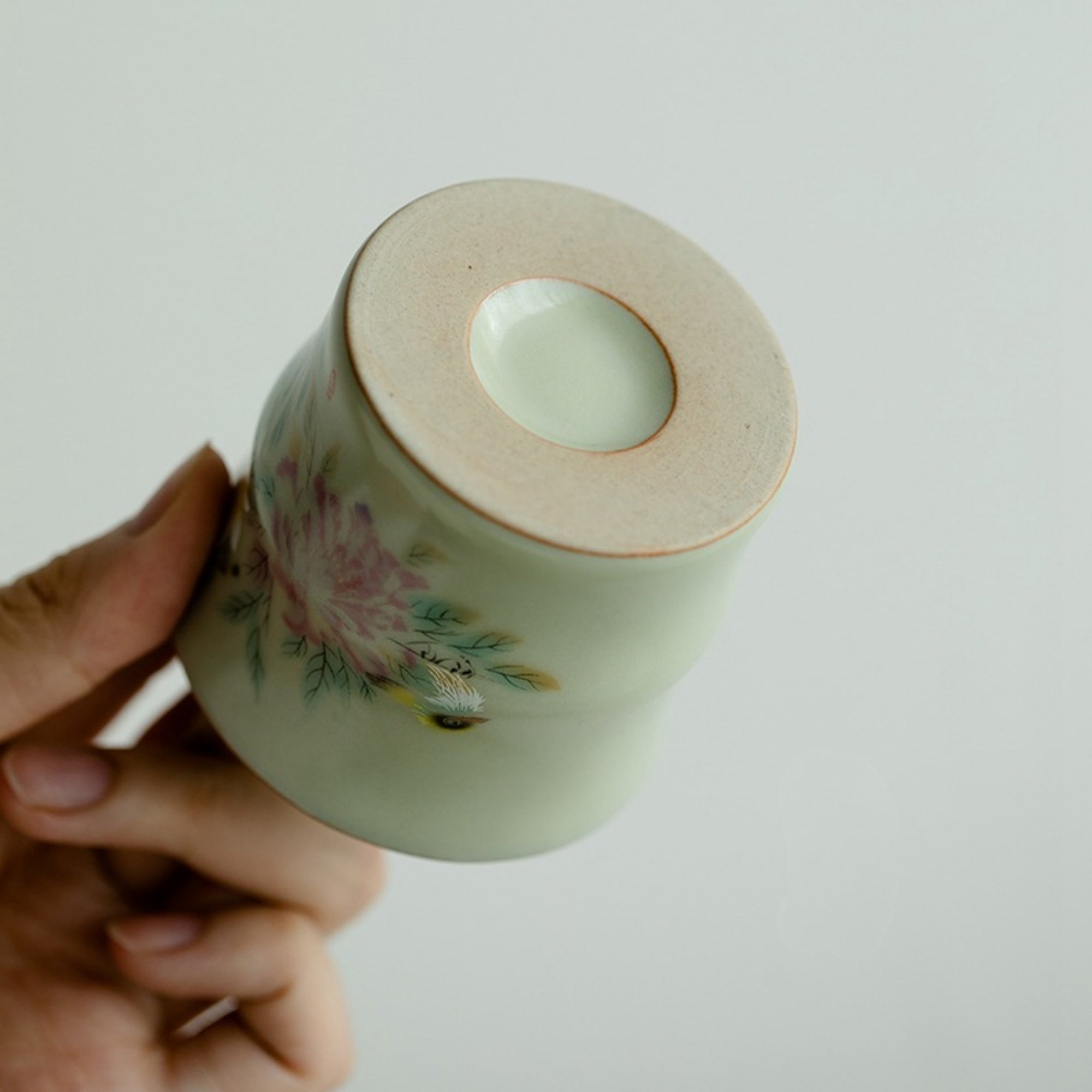 QiLing Aura Handmade Bamboo-Shaped Ru Kiln Ceramic Tea Cup