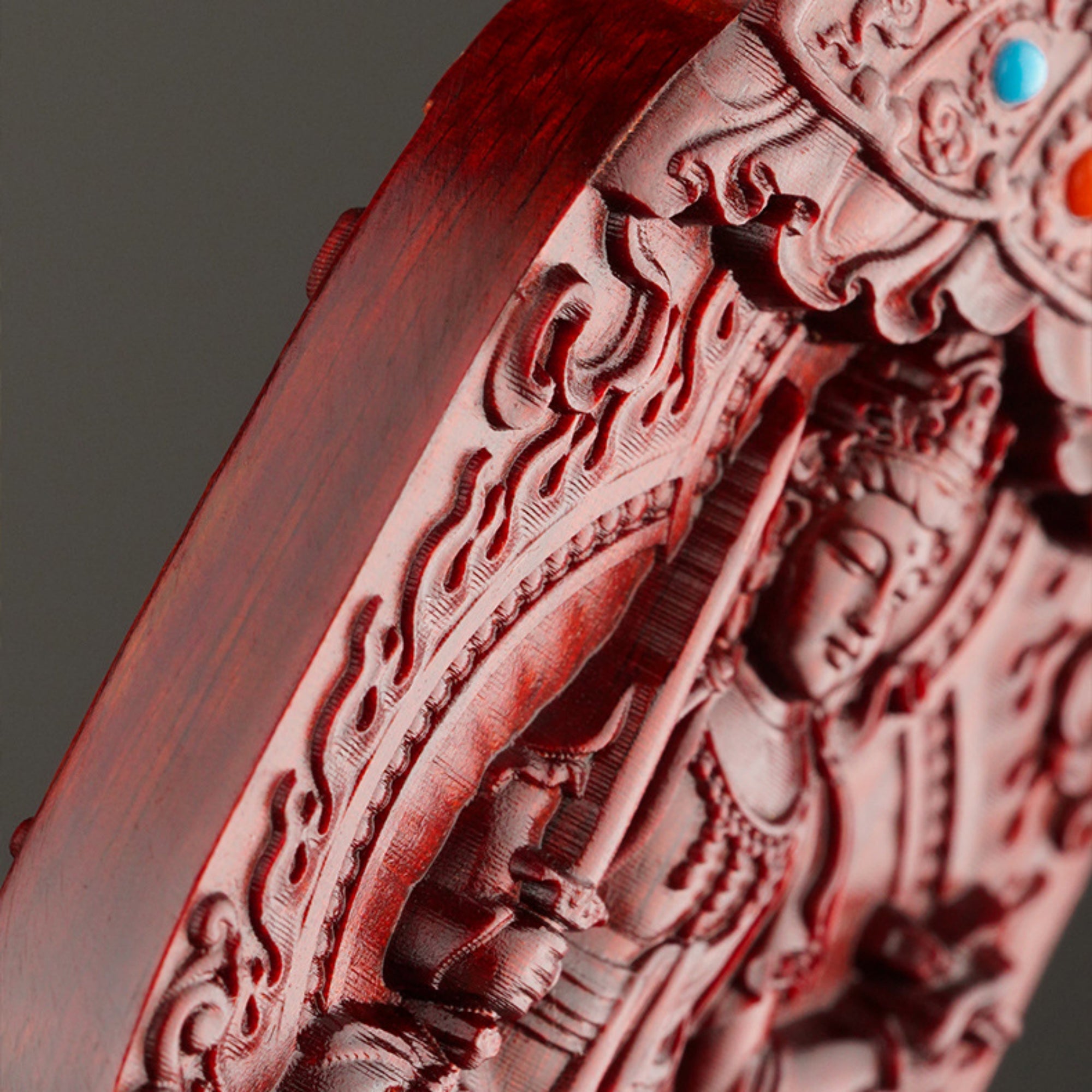 QiLing Aura Hand-Carved Purple Sandalwood Guardian Buddha Pendant Necklace