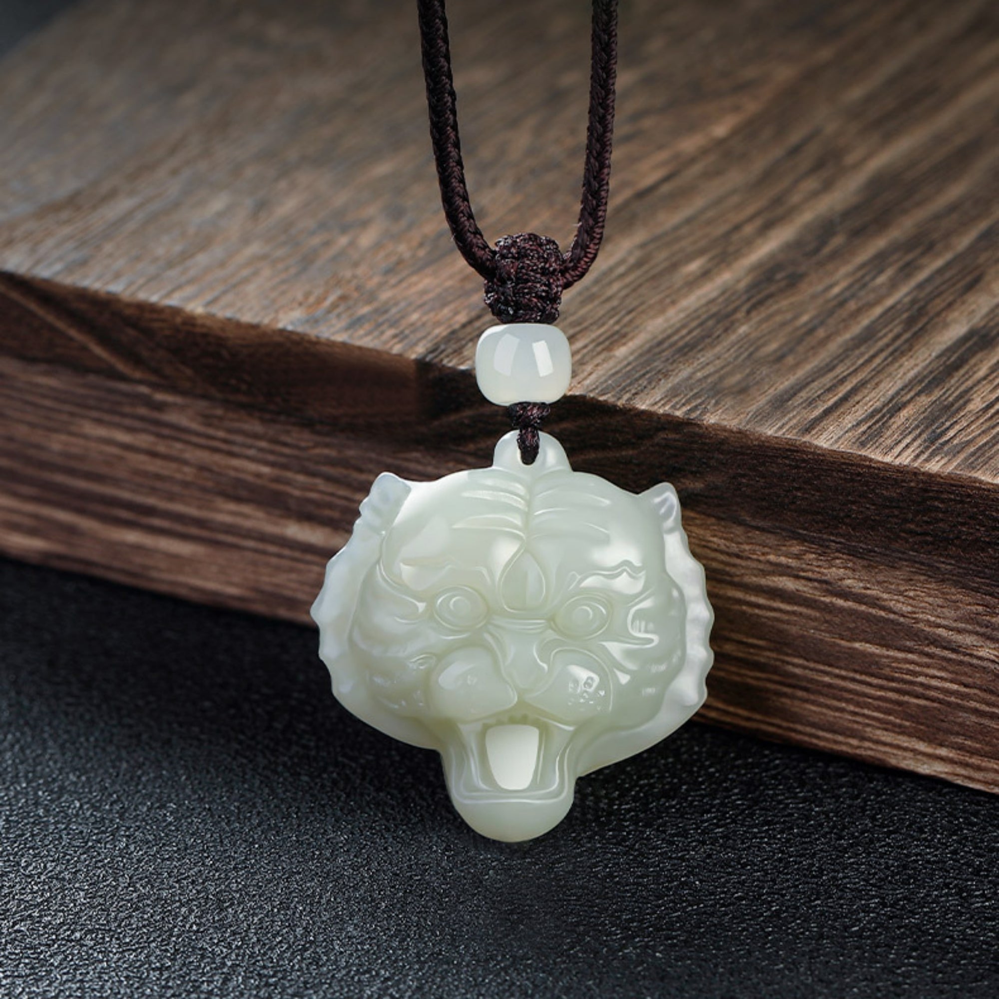 Natural Jade Tiger Zodiac Lucky Charm Necklace