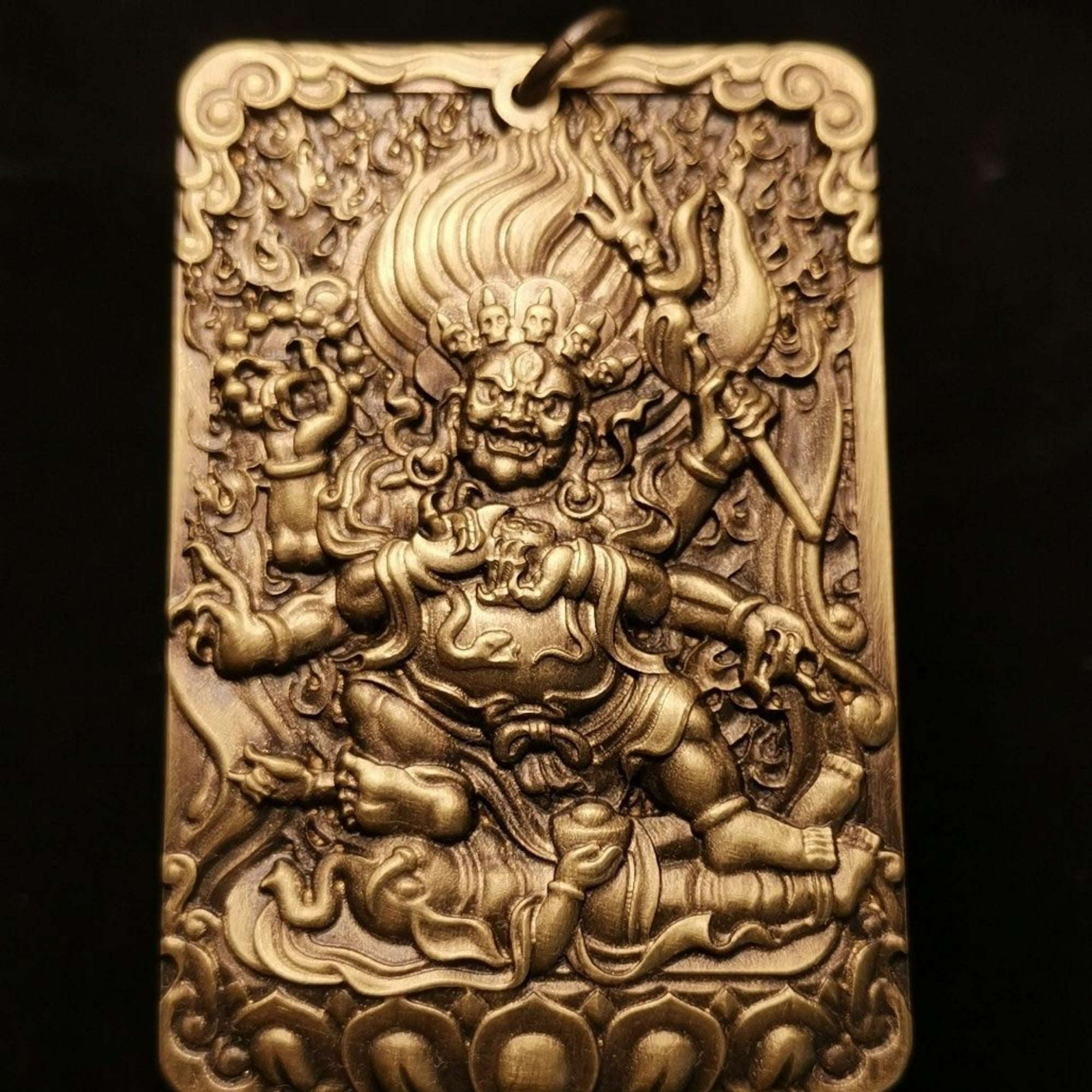 Tibetan Brass Mahakala Amulet Pendant