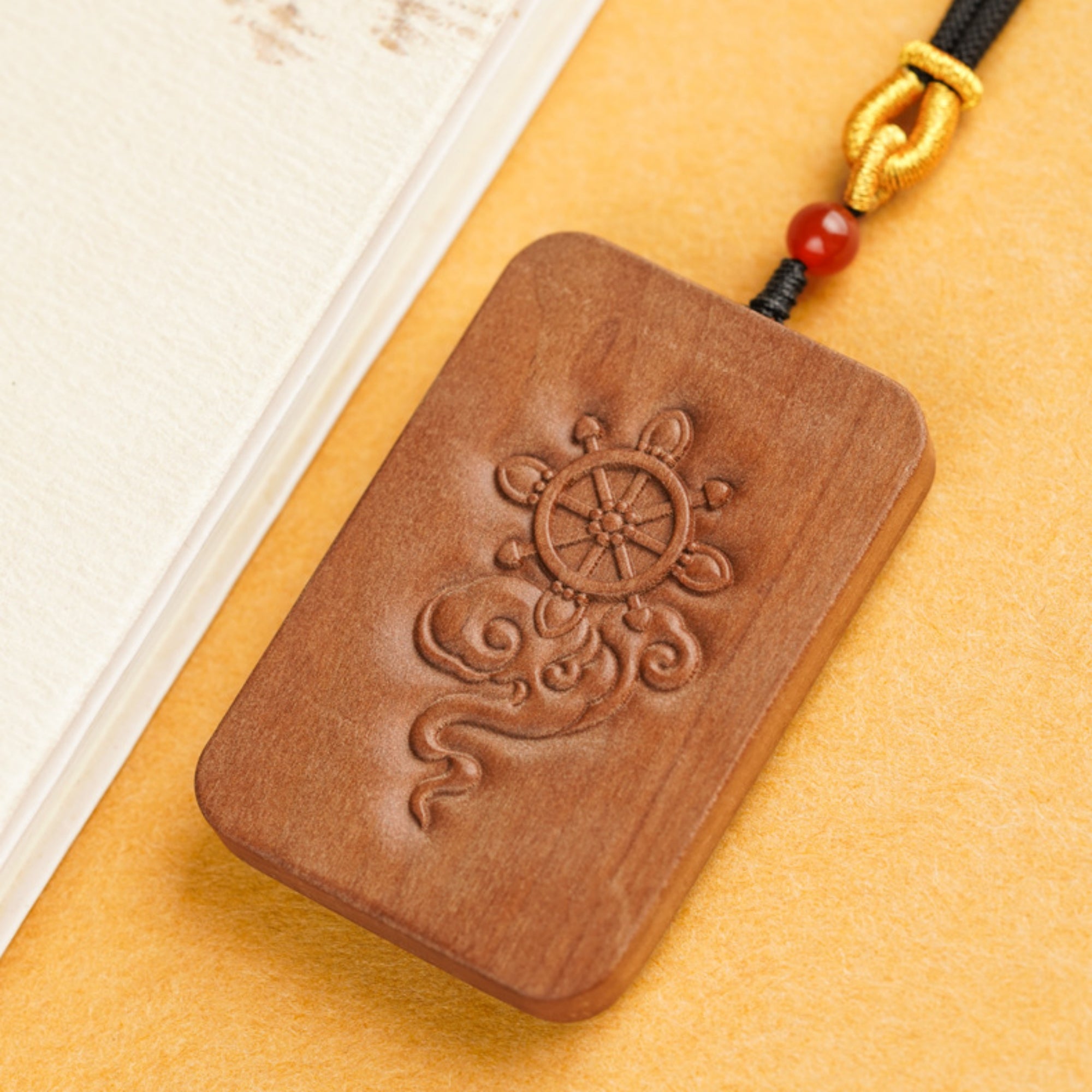 QiLing Aura Sandalwood Hand-Carved Thousand-Armed Guanyin Buddha Pendant Necklace