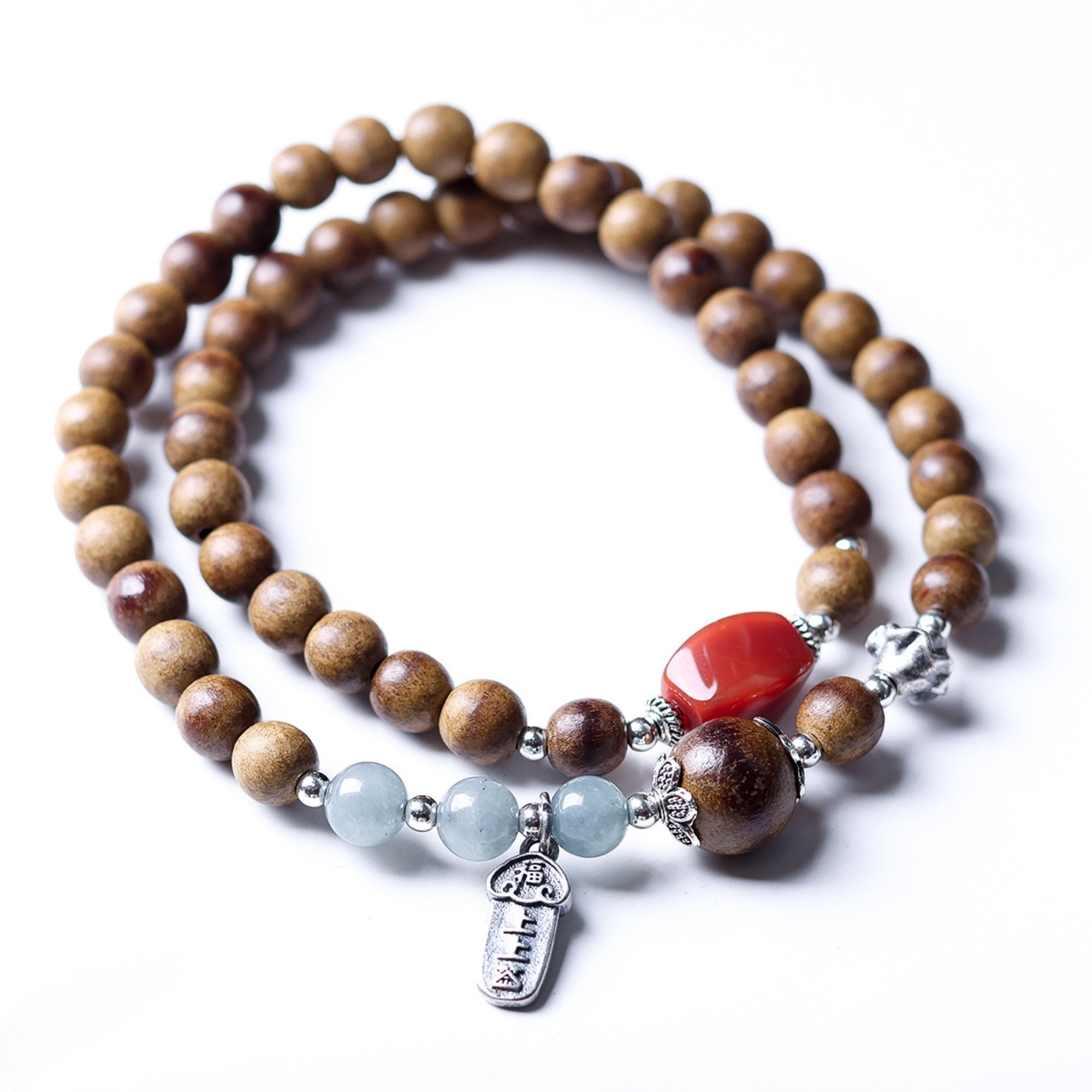 Agarwood & Red Agate Mala Wrap Bracelet