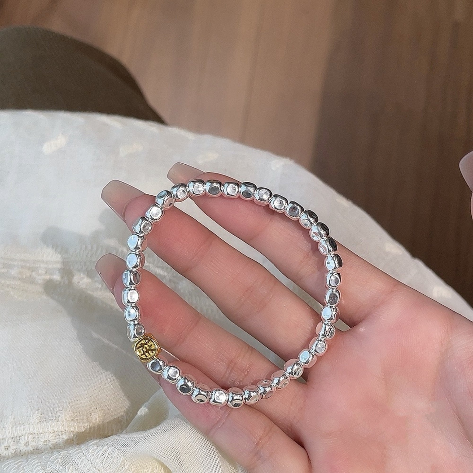Auspicious Blessings Pure Silver Mala Bracelet
