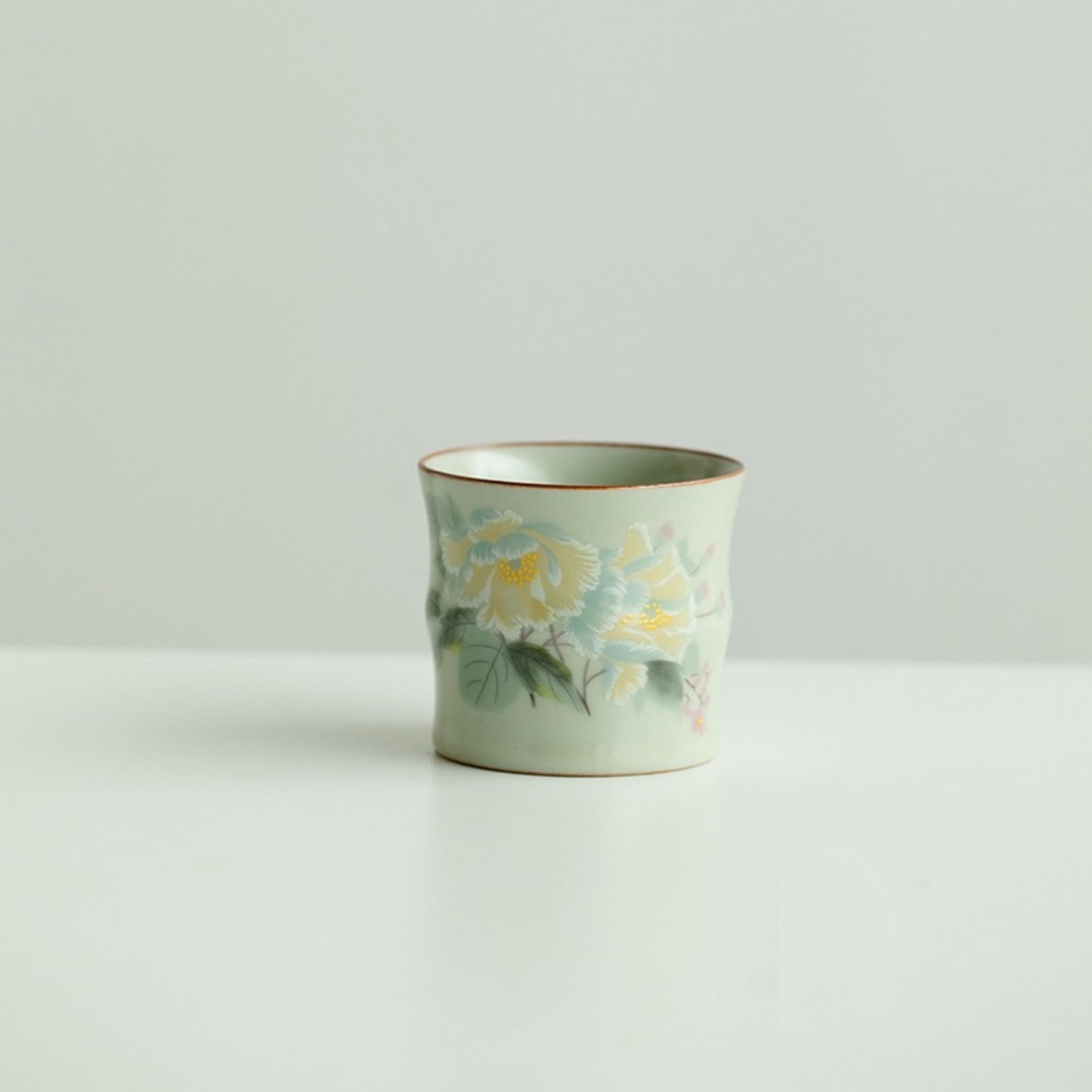 QiLing Aura Handmade Bamboo-Shaped Ru Kiln Ceramic Tea Cup
