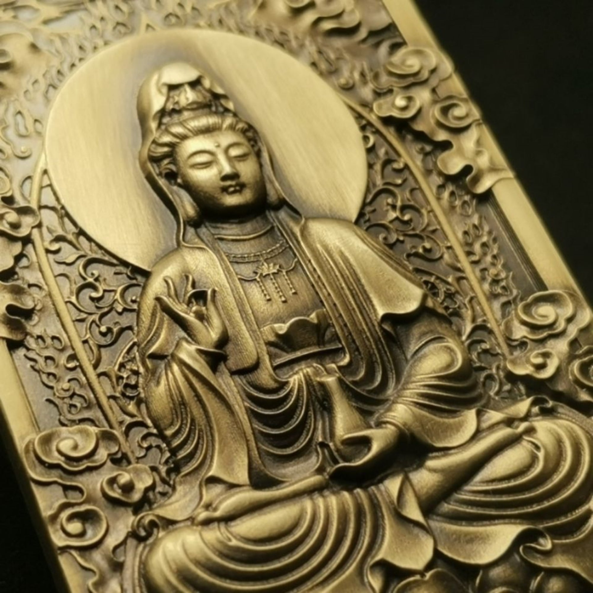 Brass Guanyin Bodhisattva (Avalokiteshvara) Amulet Pendant Necklace