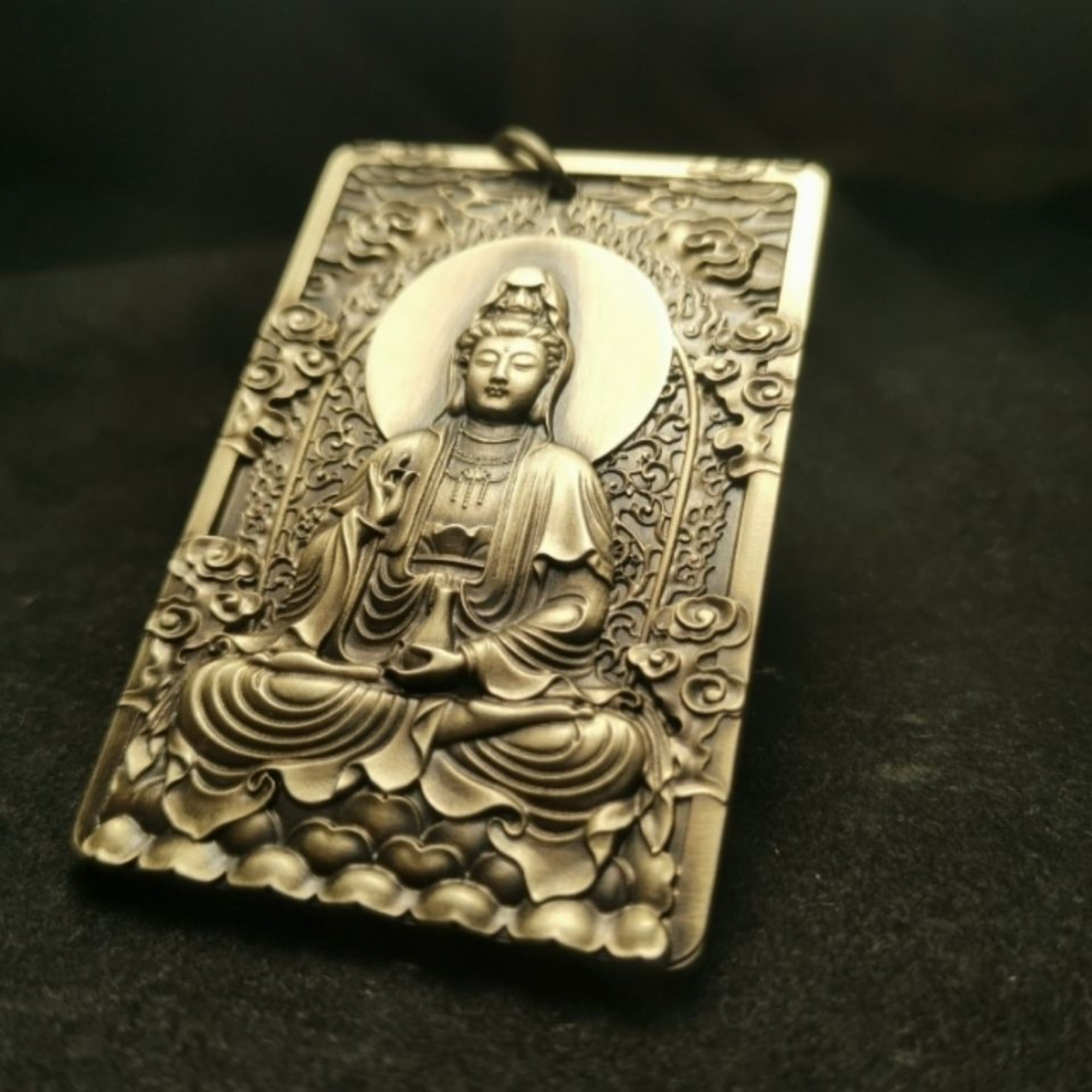 Brass Guanyin Bodhisattva (Avalokiteshvara) Amulet Pendant Necklace