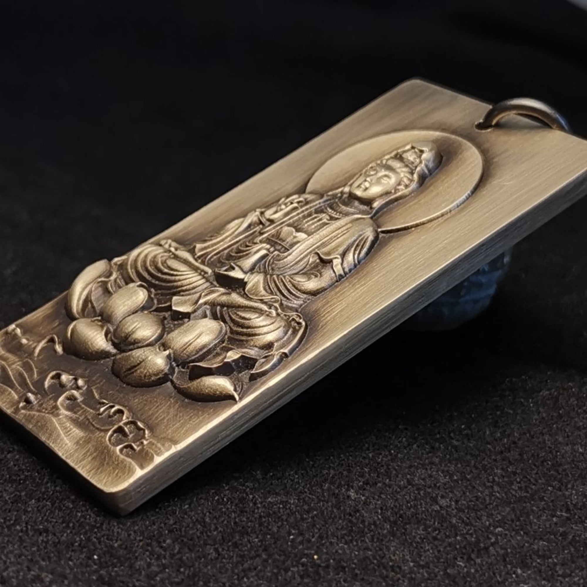 Brass “Moon Rising Over the Sea” Guanyin Bodhisattva Amulet Pendant Necklace