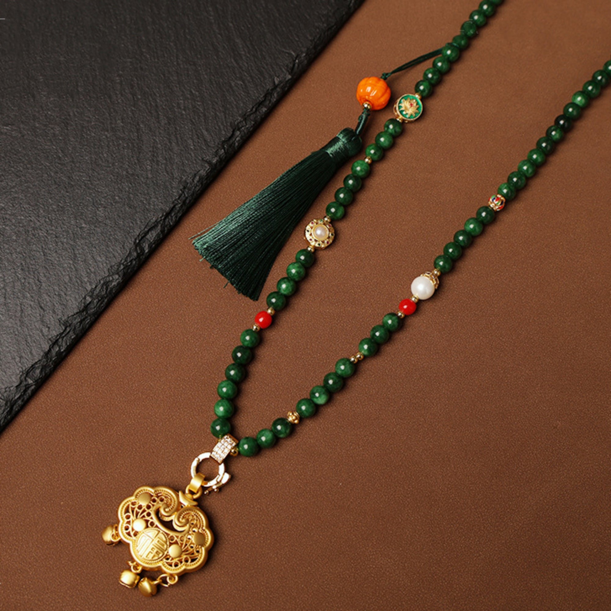 Crystal and Jade Mala Thangka Pendant Replacement Chain