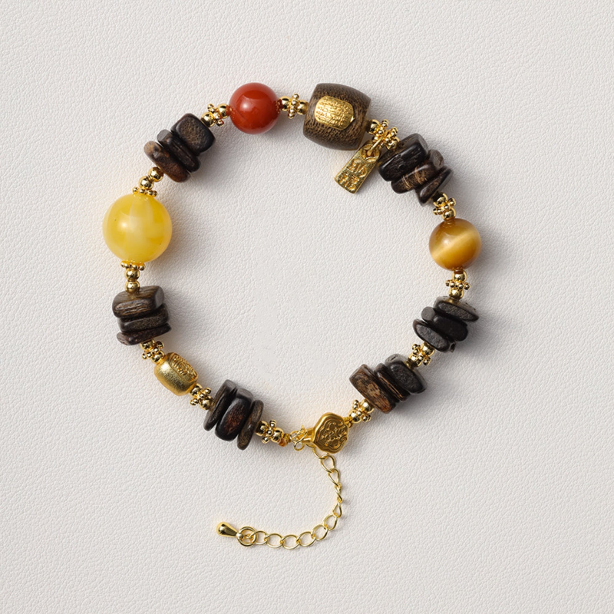 Dragon’s Breath Free-Form Agarwood & Agate Mala Bracelet