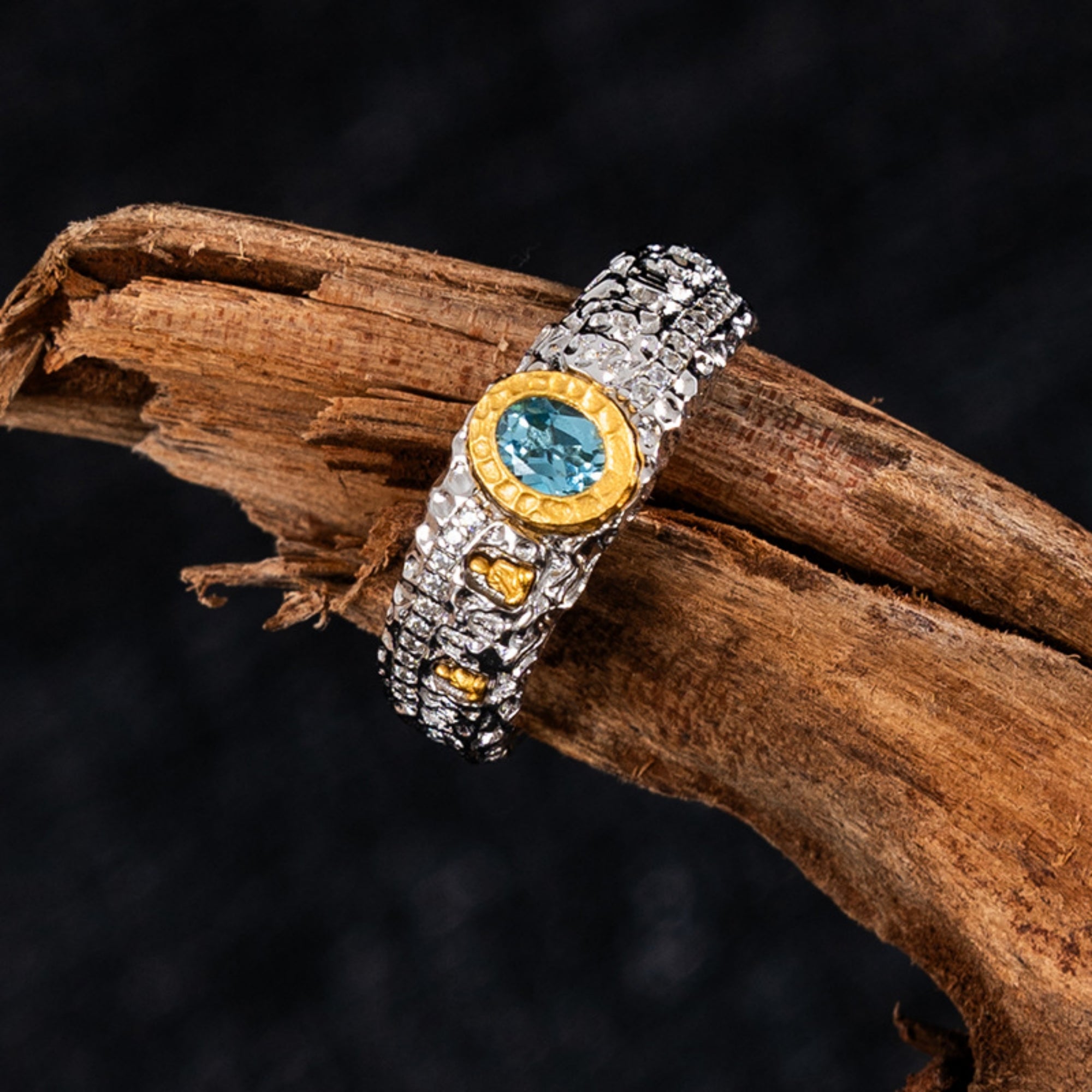 Gemstone Stupa Sterling Silver Tibetan Buddhist Ring