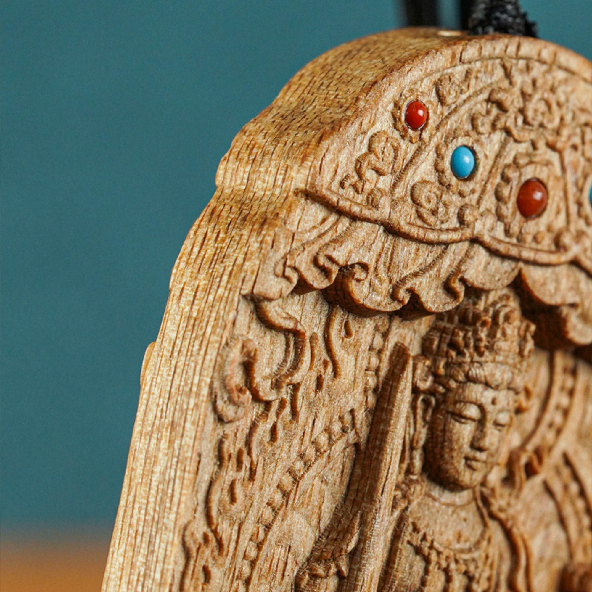 Hand-Carved Agarwood Personal Guardian Buddha Pendant Necklace