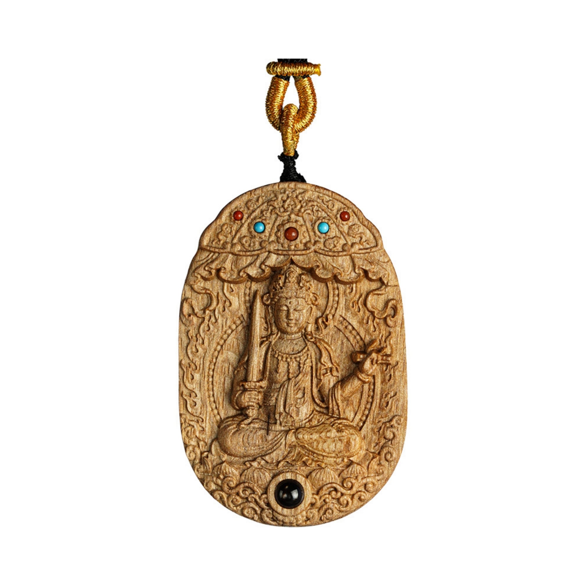 Hand-Carved Agarwood Personal Guardian Buddha Pendant Necklace