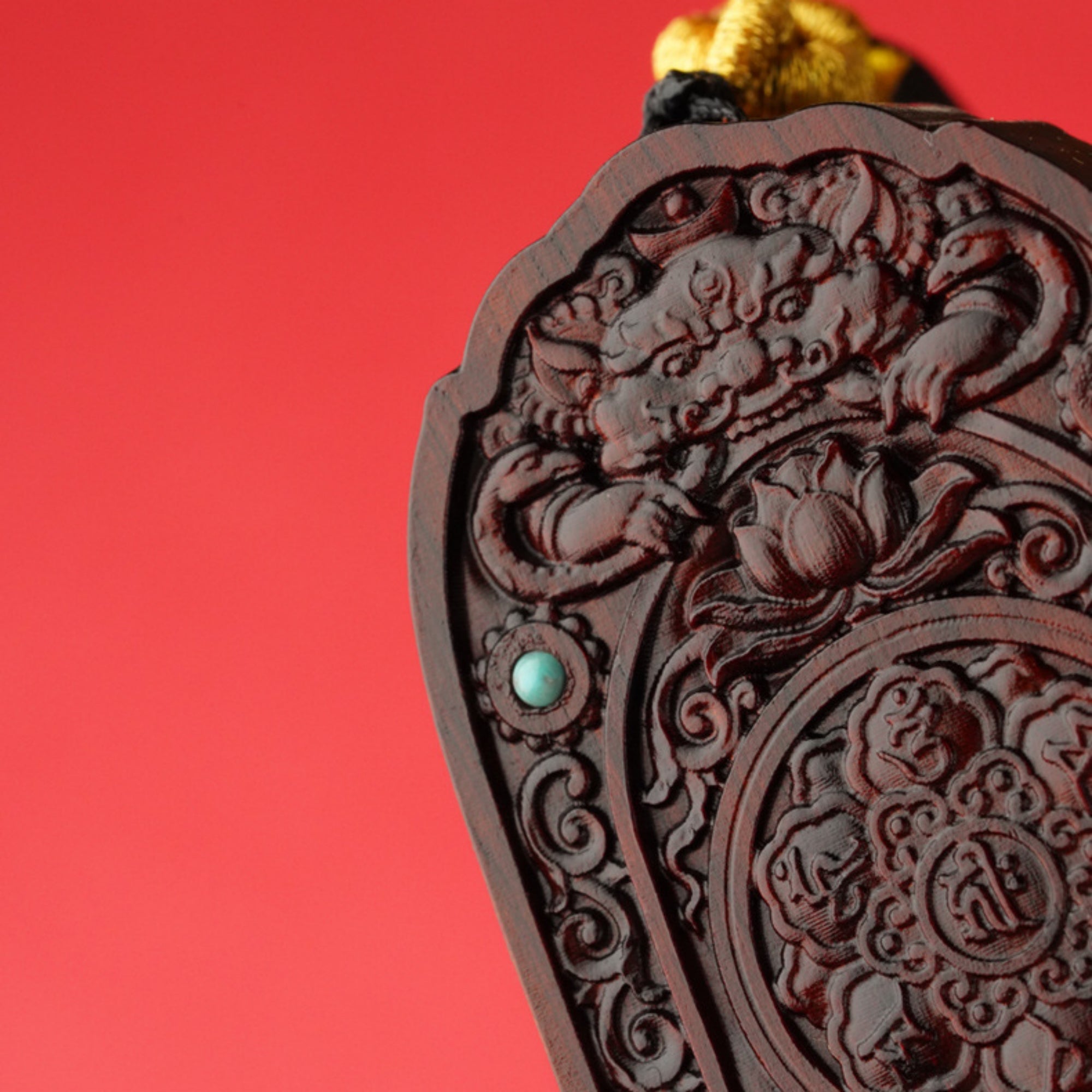 Hand-Carved Sandalwood Maitreya Buddha Amulet Necklace