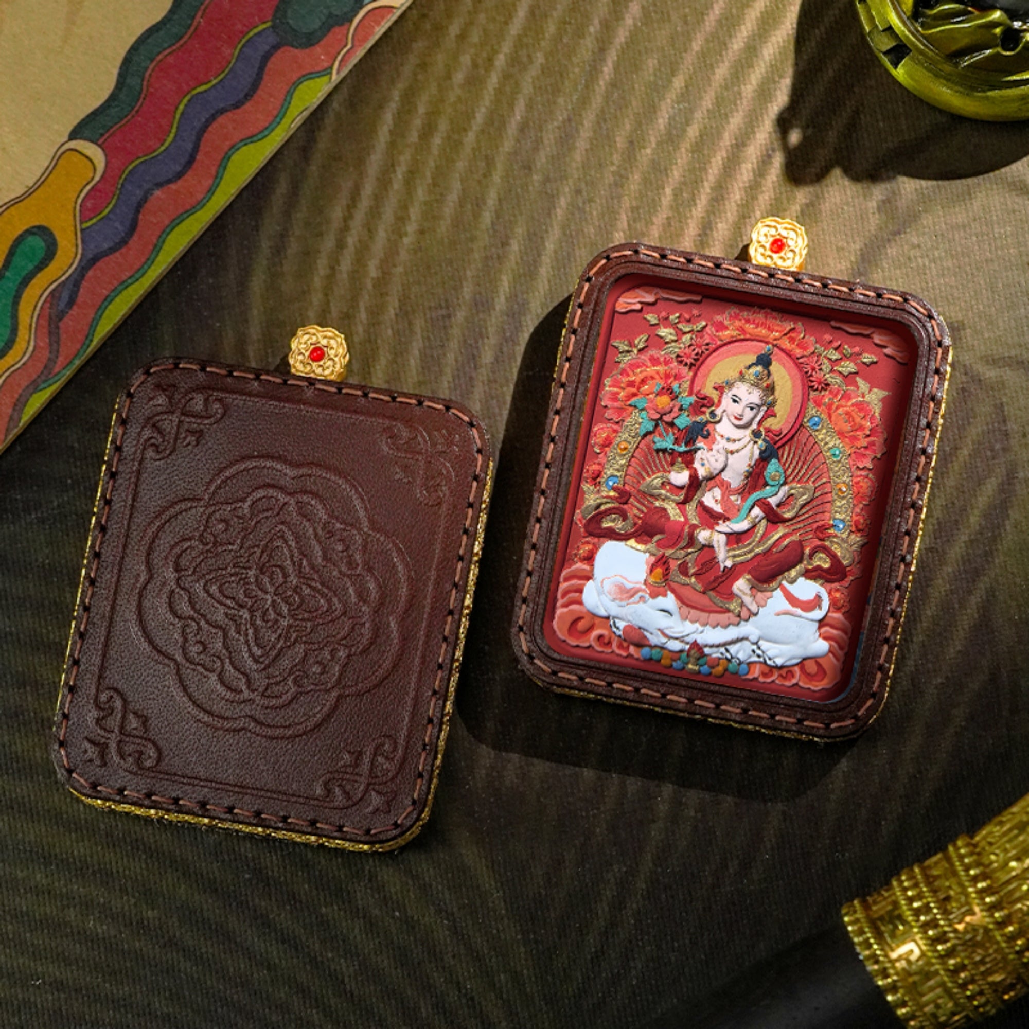 Hand-Painted 3D Thangka Buddha Pendant Necklace