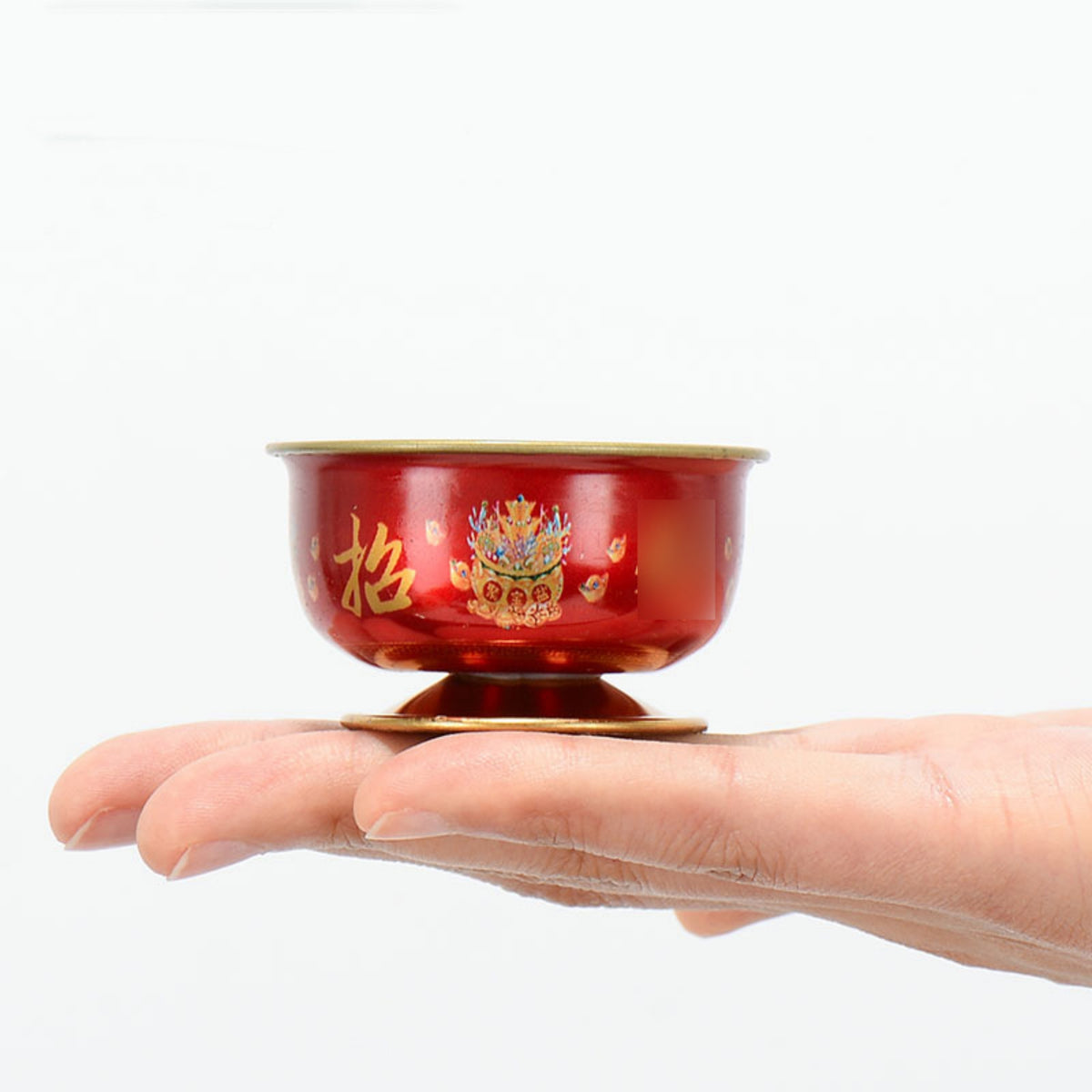 Hand-Painted Tibetan Brass Water Offering Bowls – Set of 7