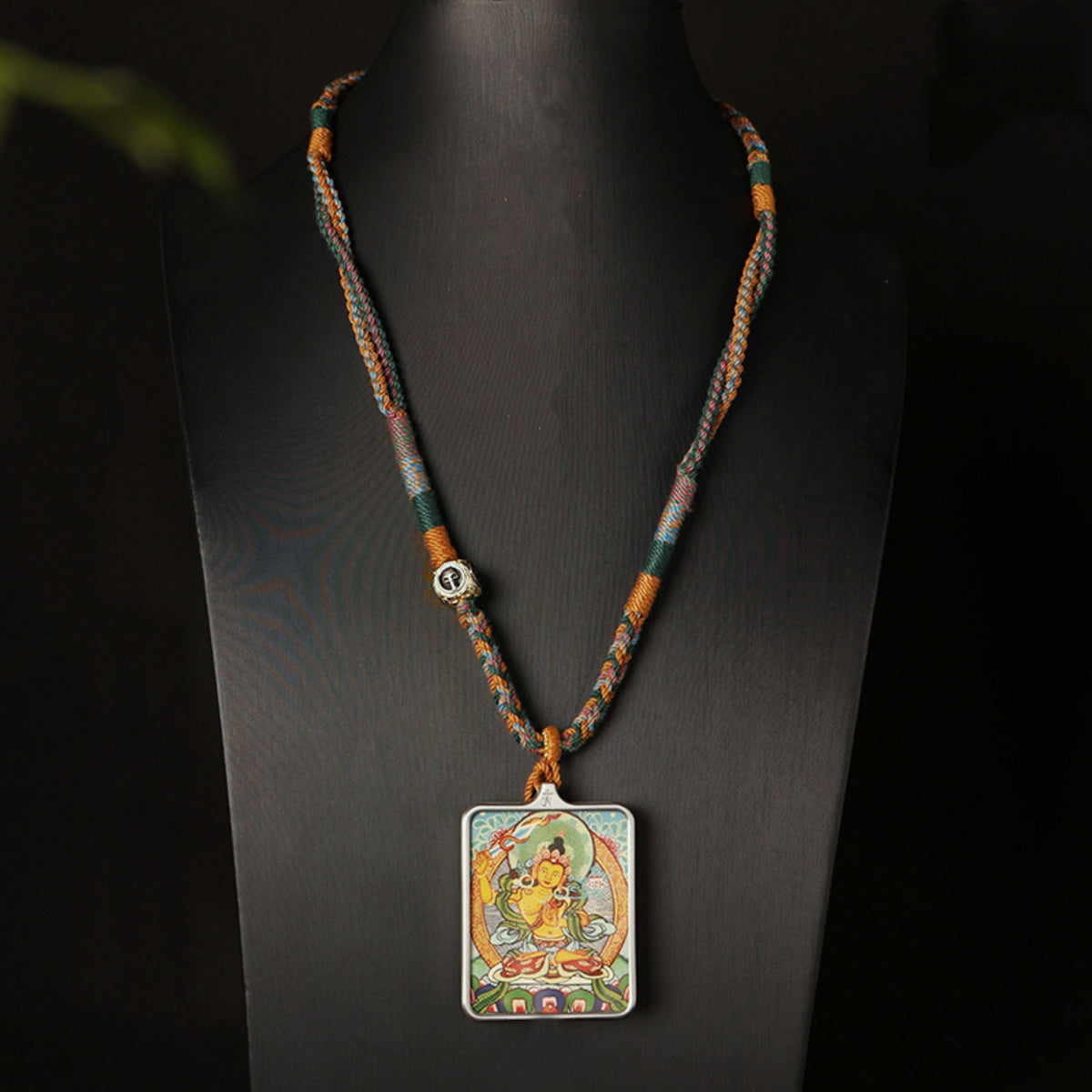 Handcrafted Cotton Cord & Tibetan Silver Chitipati Thangka Pendant Replacement Chain