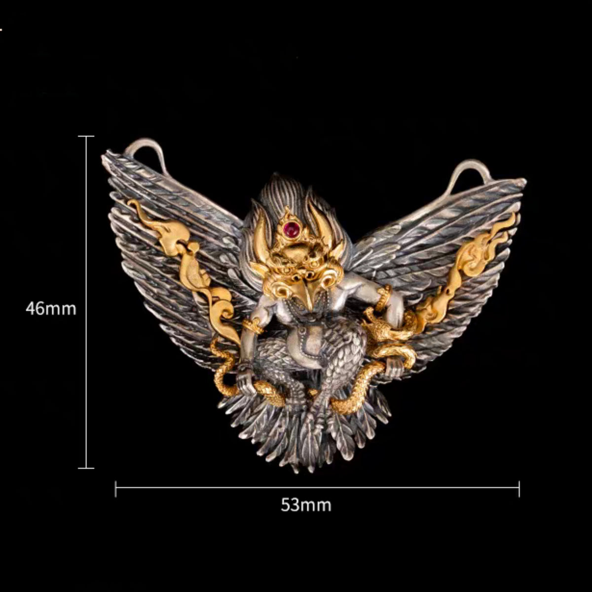 Handcrafted Tibetan Garuda Pendant Necklace in 925 Sterling Silver