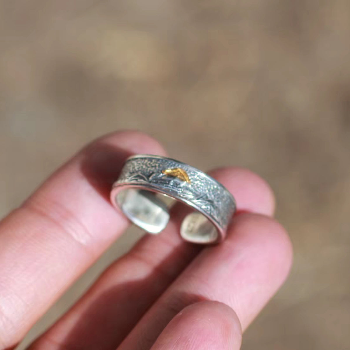 Handcrafted Tibetan S925 Sterling Silver Mount Kailash Adjustable Ring