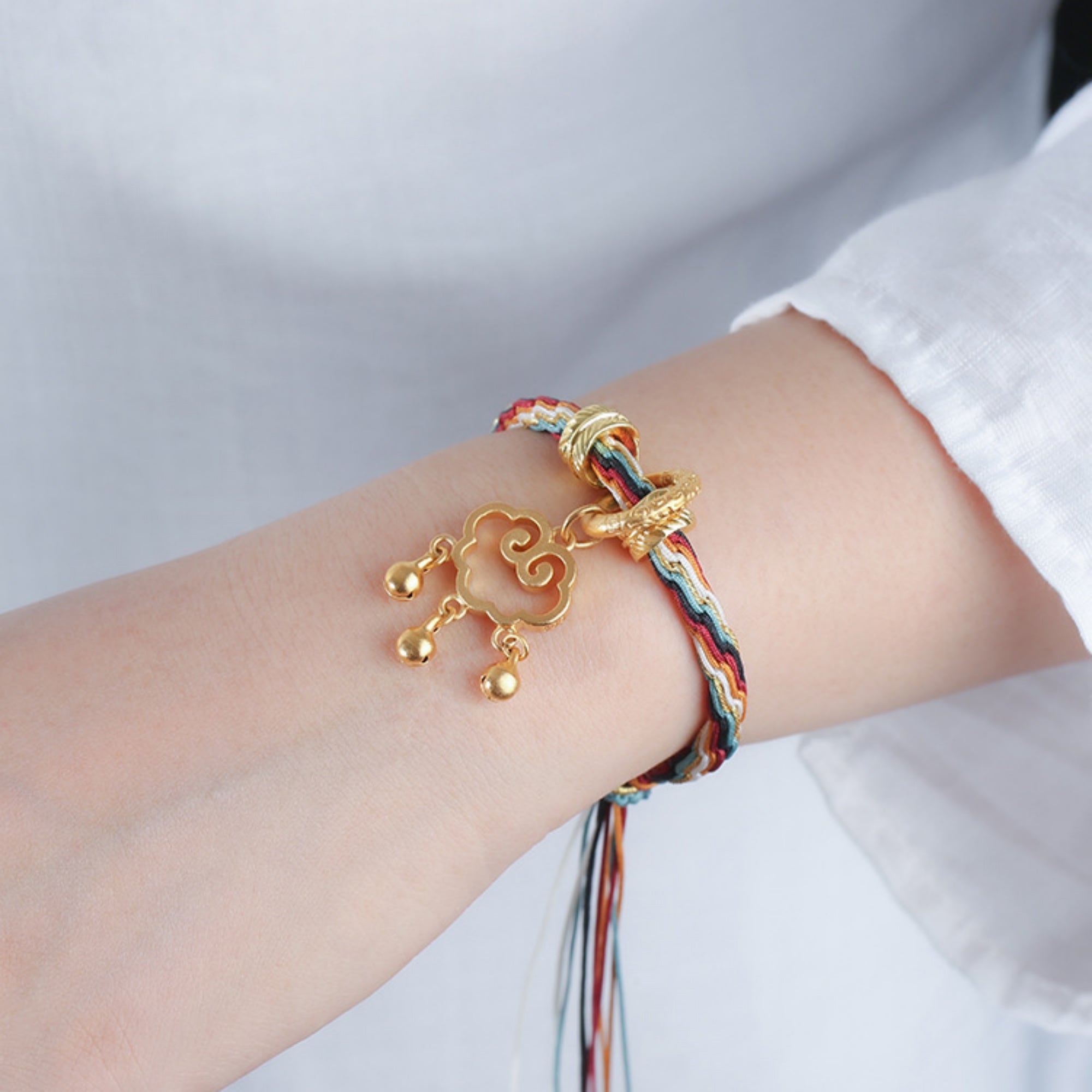 Handwoven Auspicious Cloud Peace Lock Bracelet