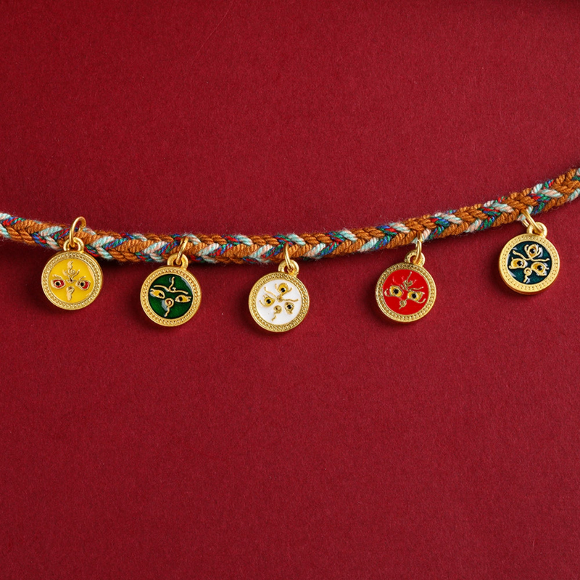 Handwoven Tibetan Five-Color Wealth Deity Thangka Pendant Replacement Chain