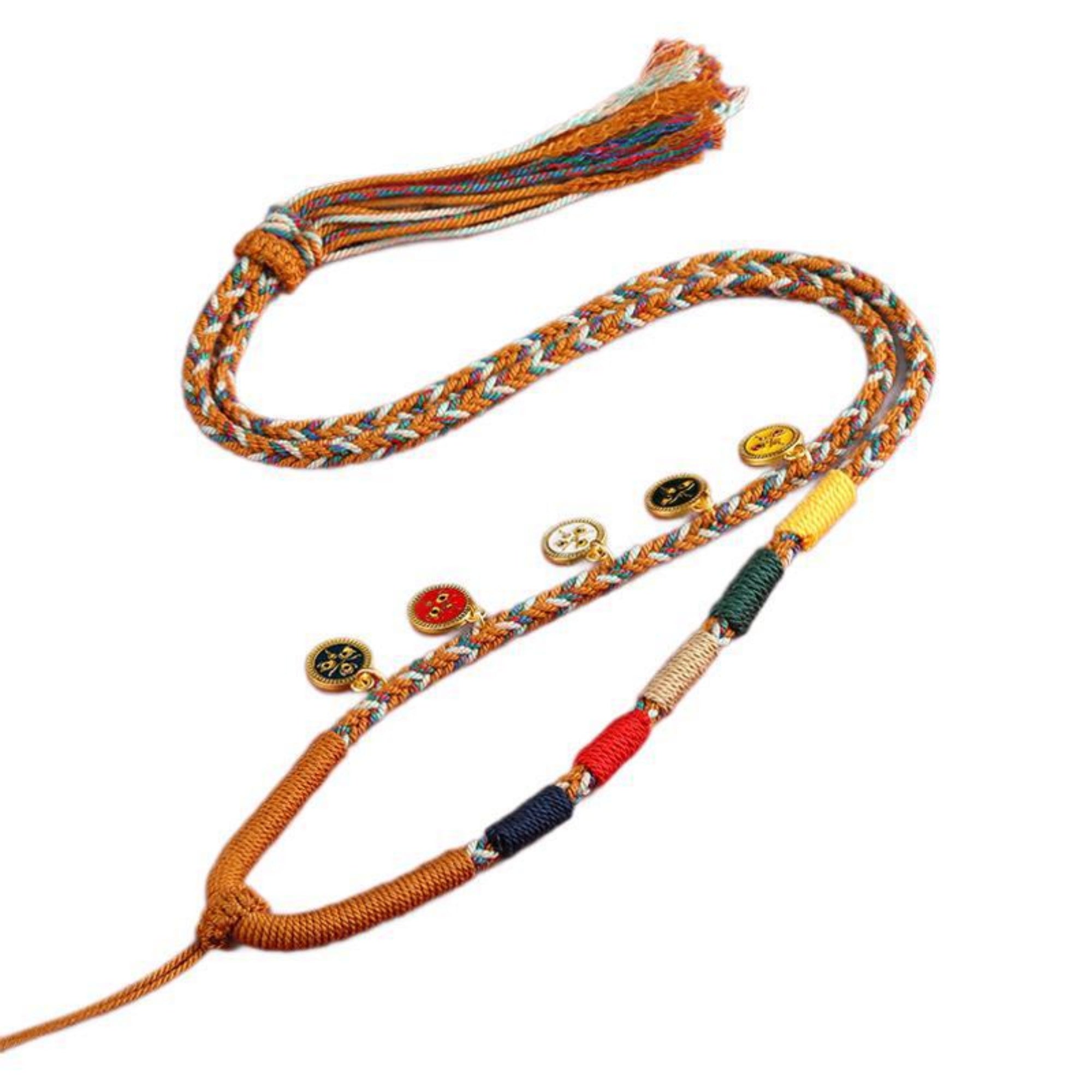 Handwoven Tibetan Five-Color Wealth Deity Thangka Pendant Replacement Chain