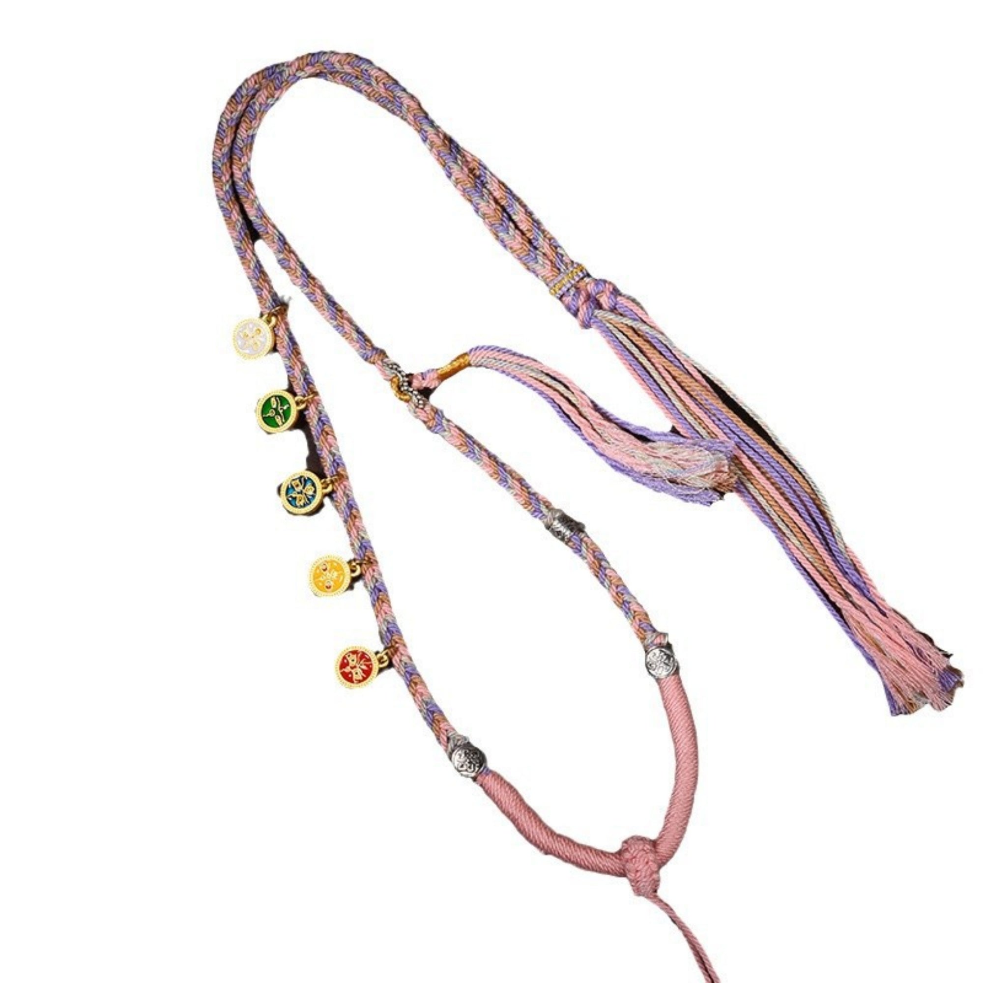 Handwoven Tibetan Five-Color Wealth Deity Thangka Pendant Replacement Chain