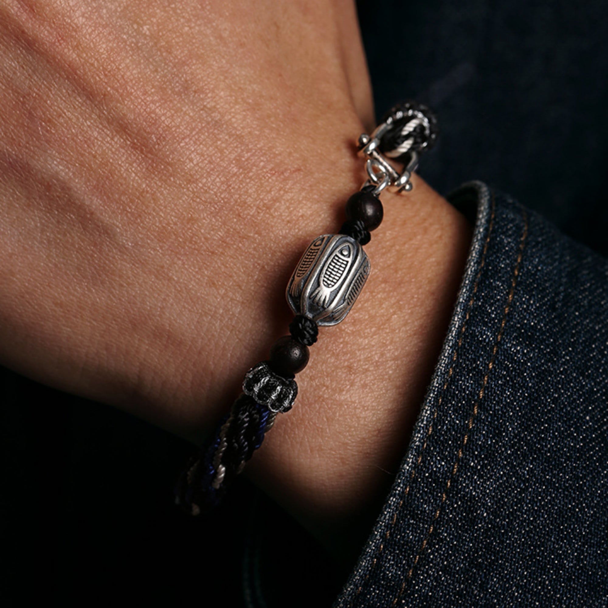 Harmony Koi Sterling Silver & Cotton Cord Bracelet