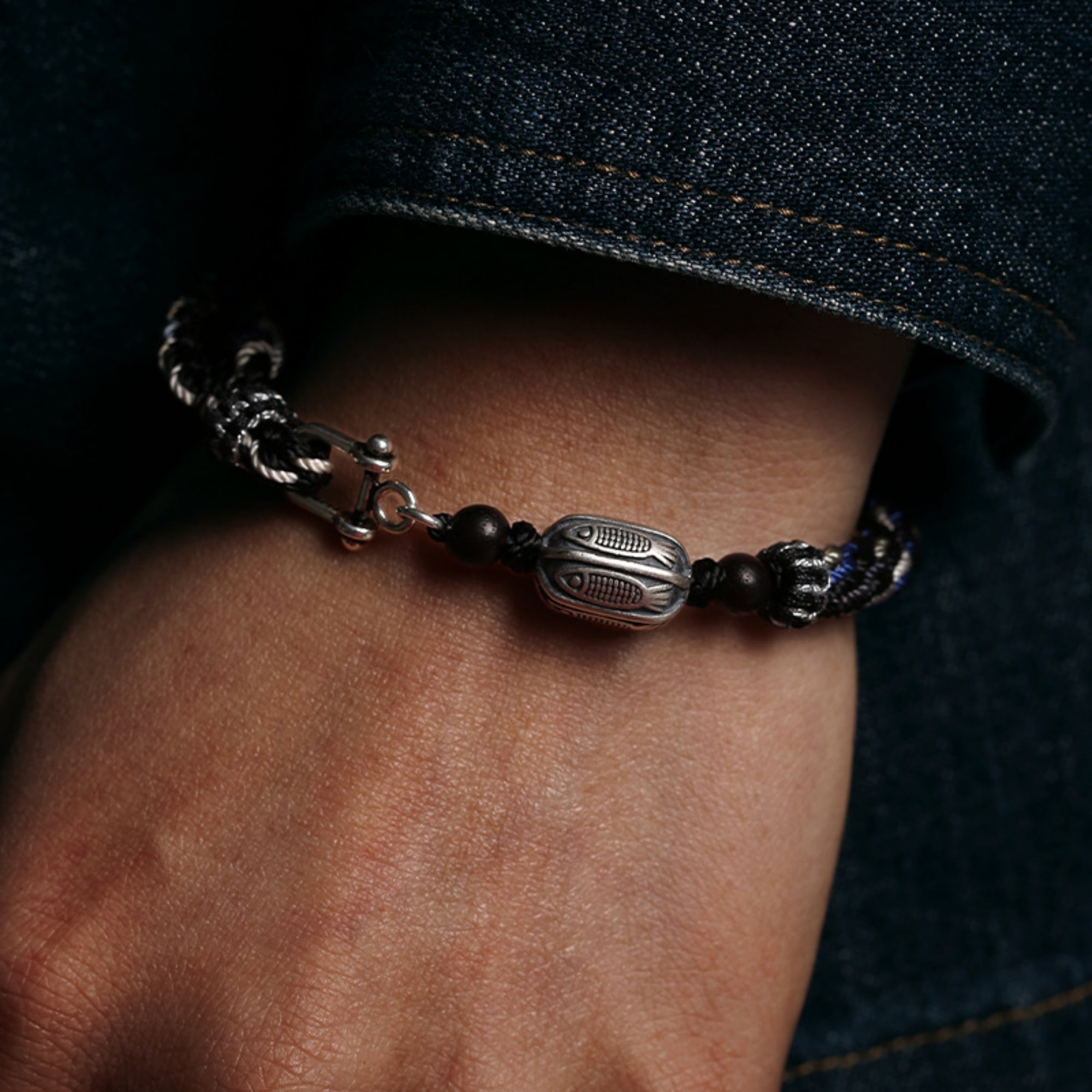 Harmony Koi Sterling Silver & Cotton Cord Bracelet