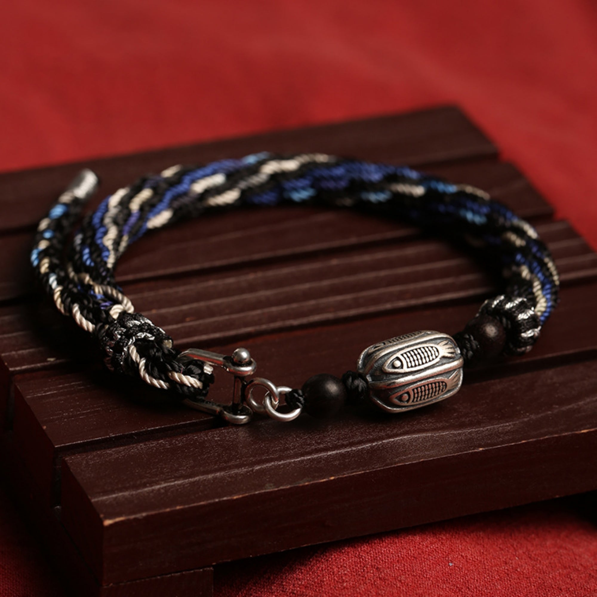 Harmony Koi Sterling Silver & Cotton Cord Bracelet