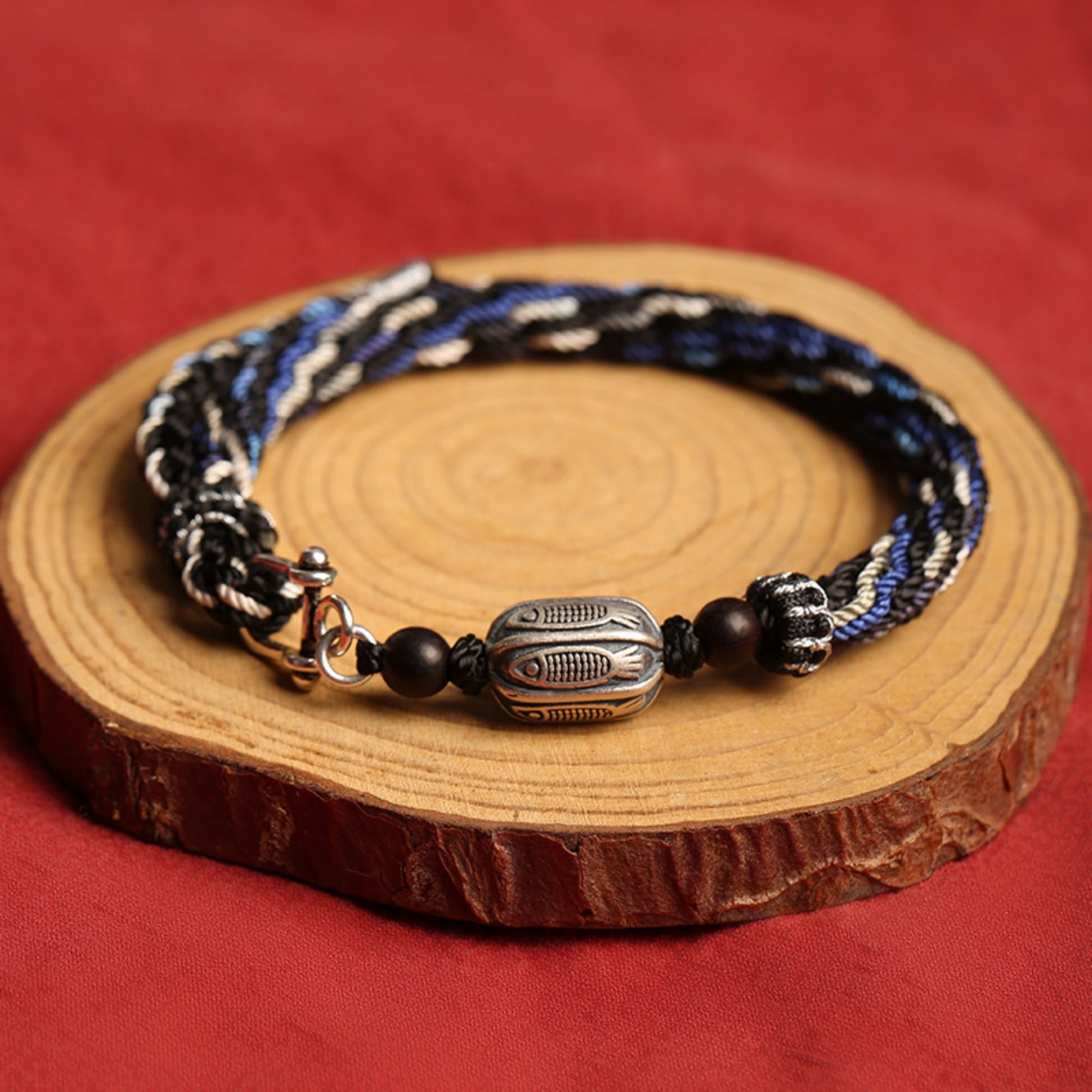 Harmony Koi Sterling Silver & Cotton Cord Bracelet