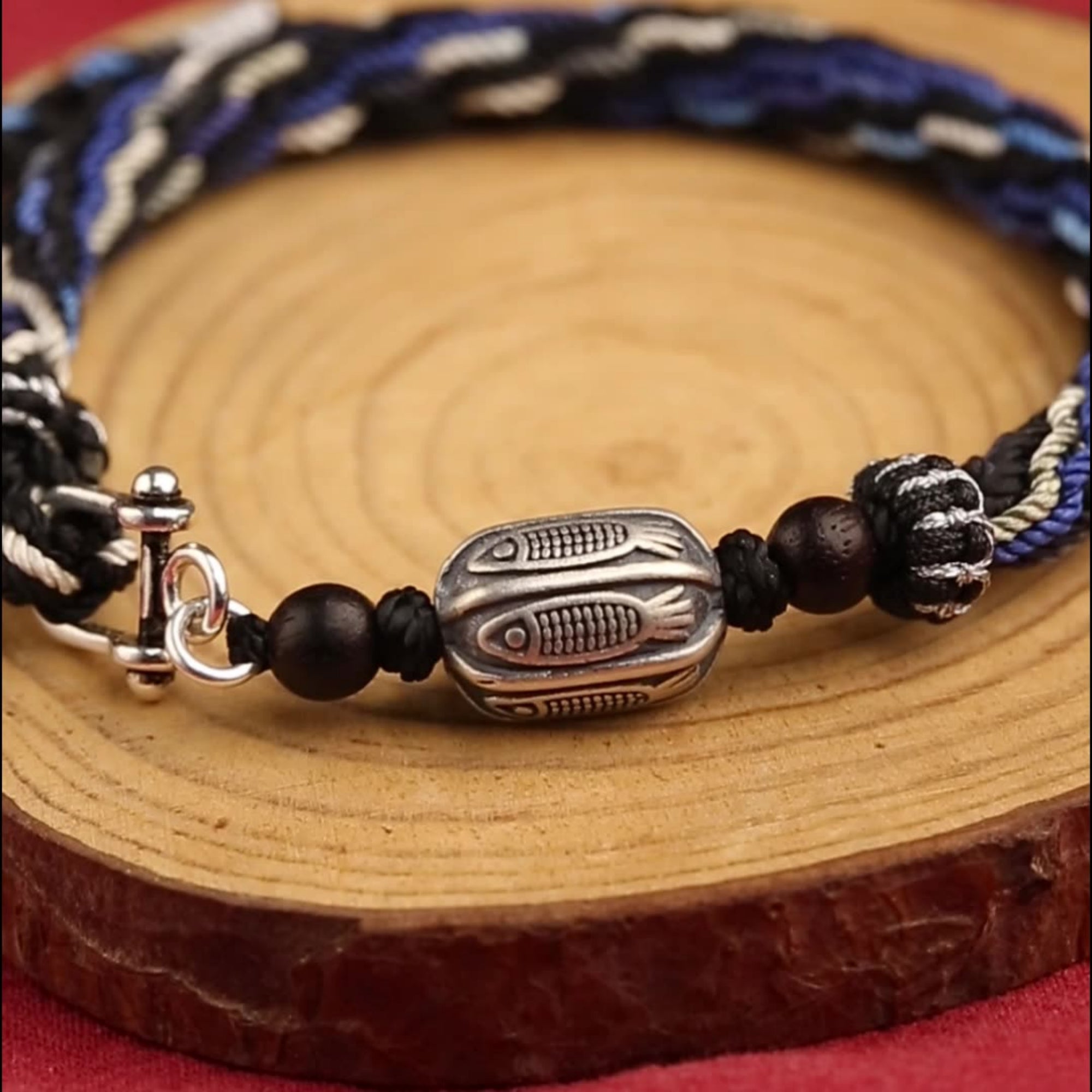 Harmony Koi Sterling Silver & Cotton Cord Bracelet