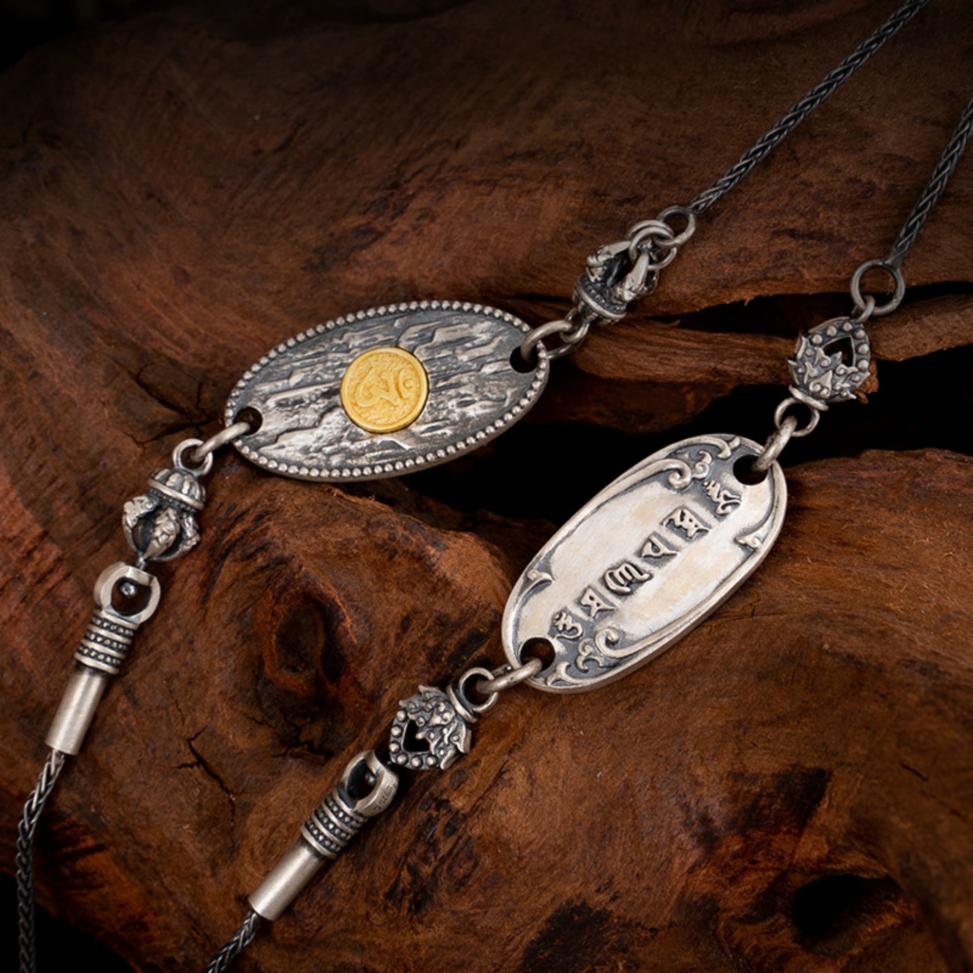 His & Hers Zakiram & Green Tara Sterling Silver Tibetan Buddhist Necklaces