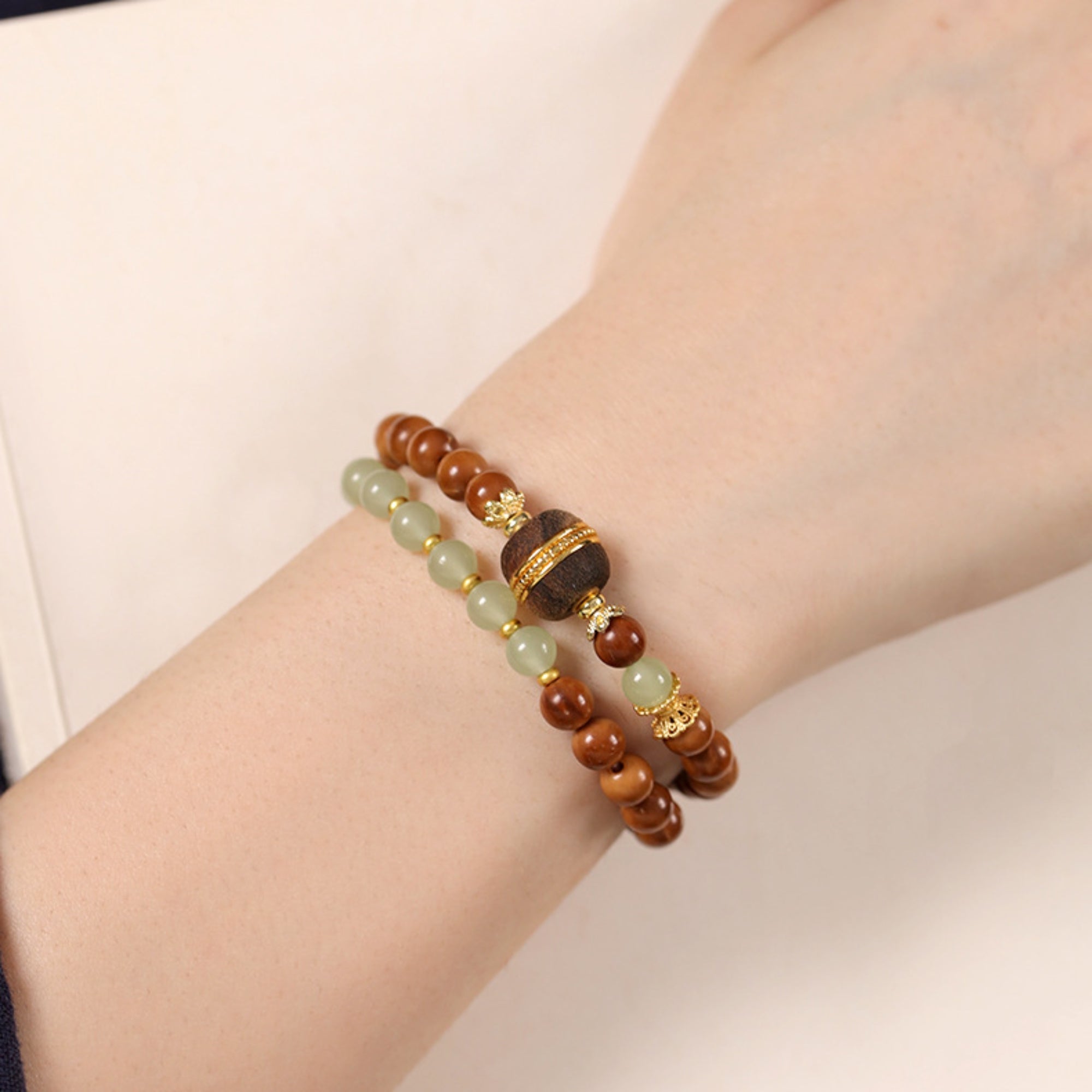 Jade & Agate Bodhi Mala Bracelet