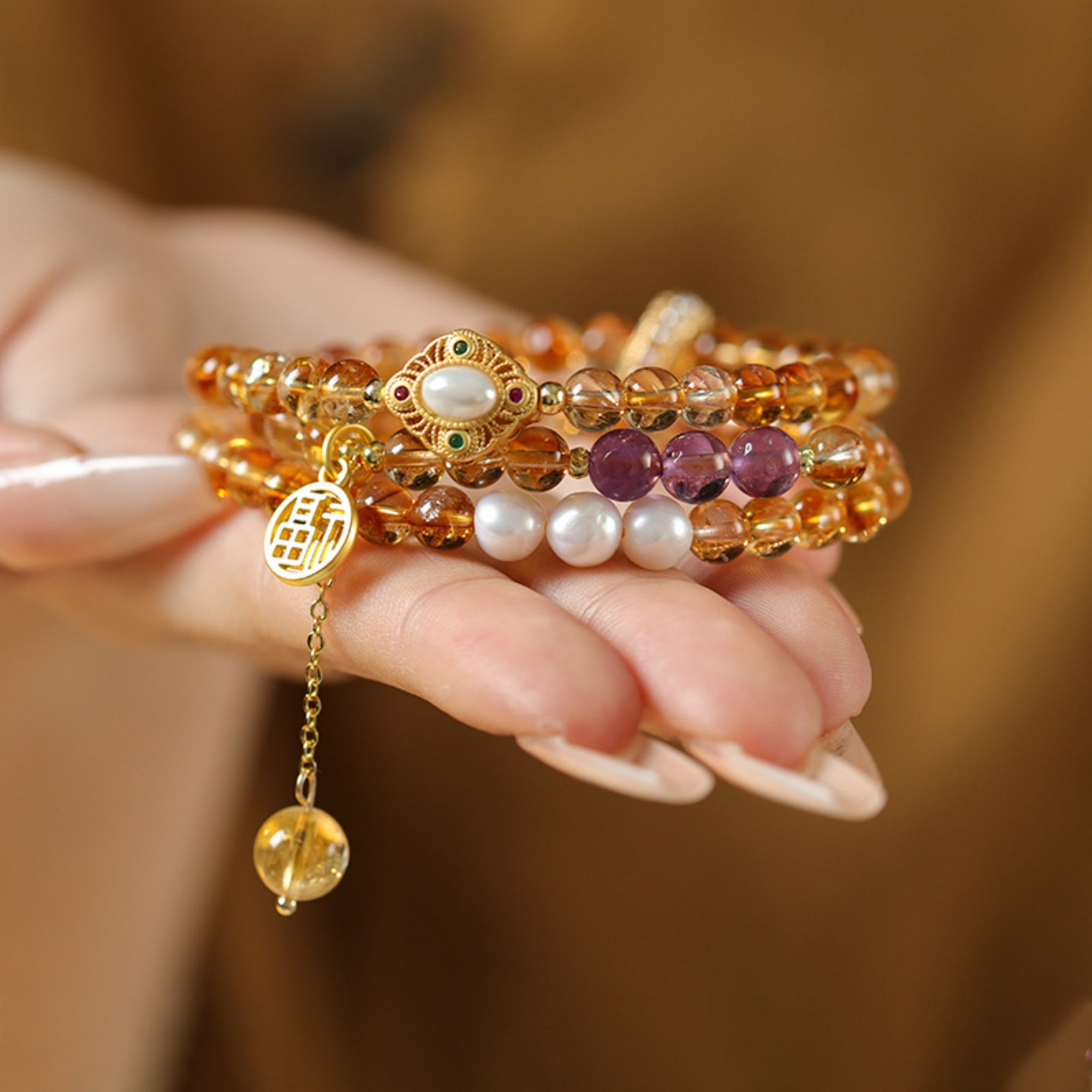 Long Natural Citrine Bracelet