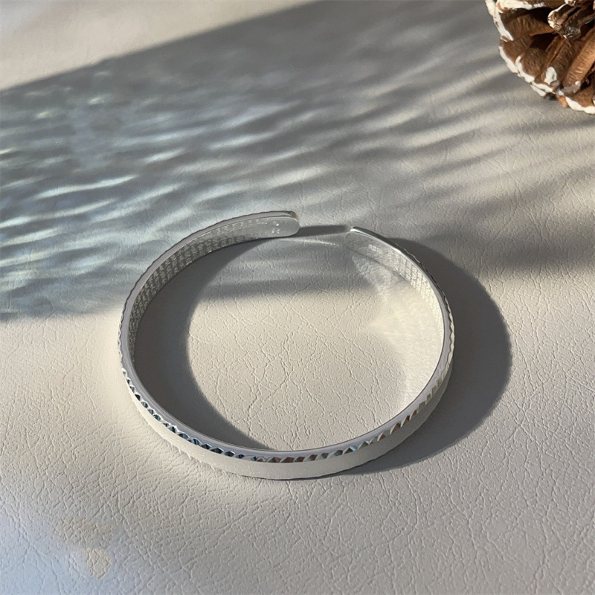 Lotus Heart Sutra Silver Bangle