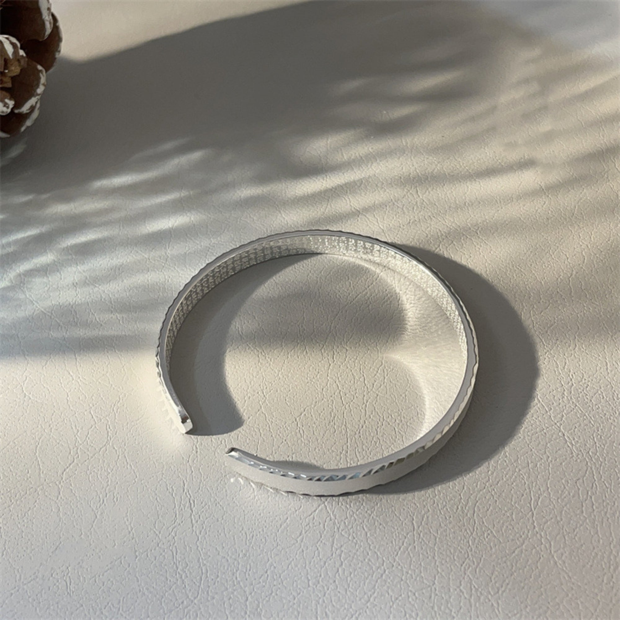 Lotus Heart Sutra Silver Bangle