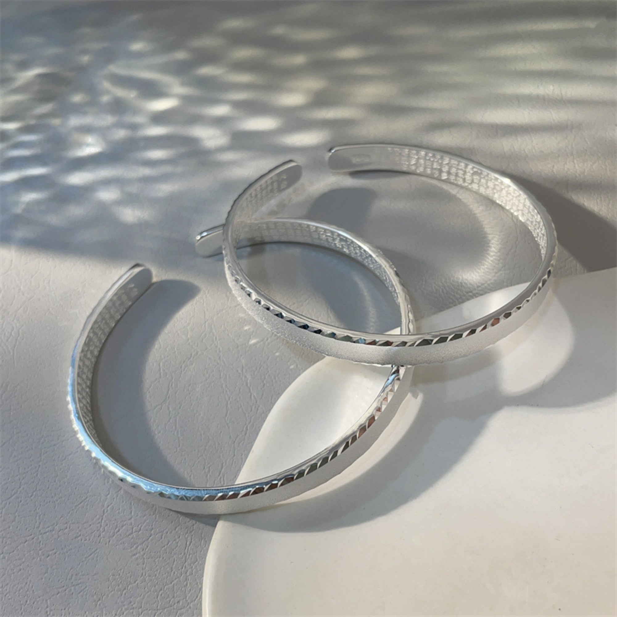 Lotus Heart Sutra Silver Bangle