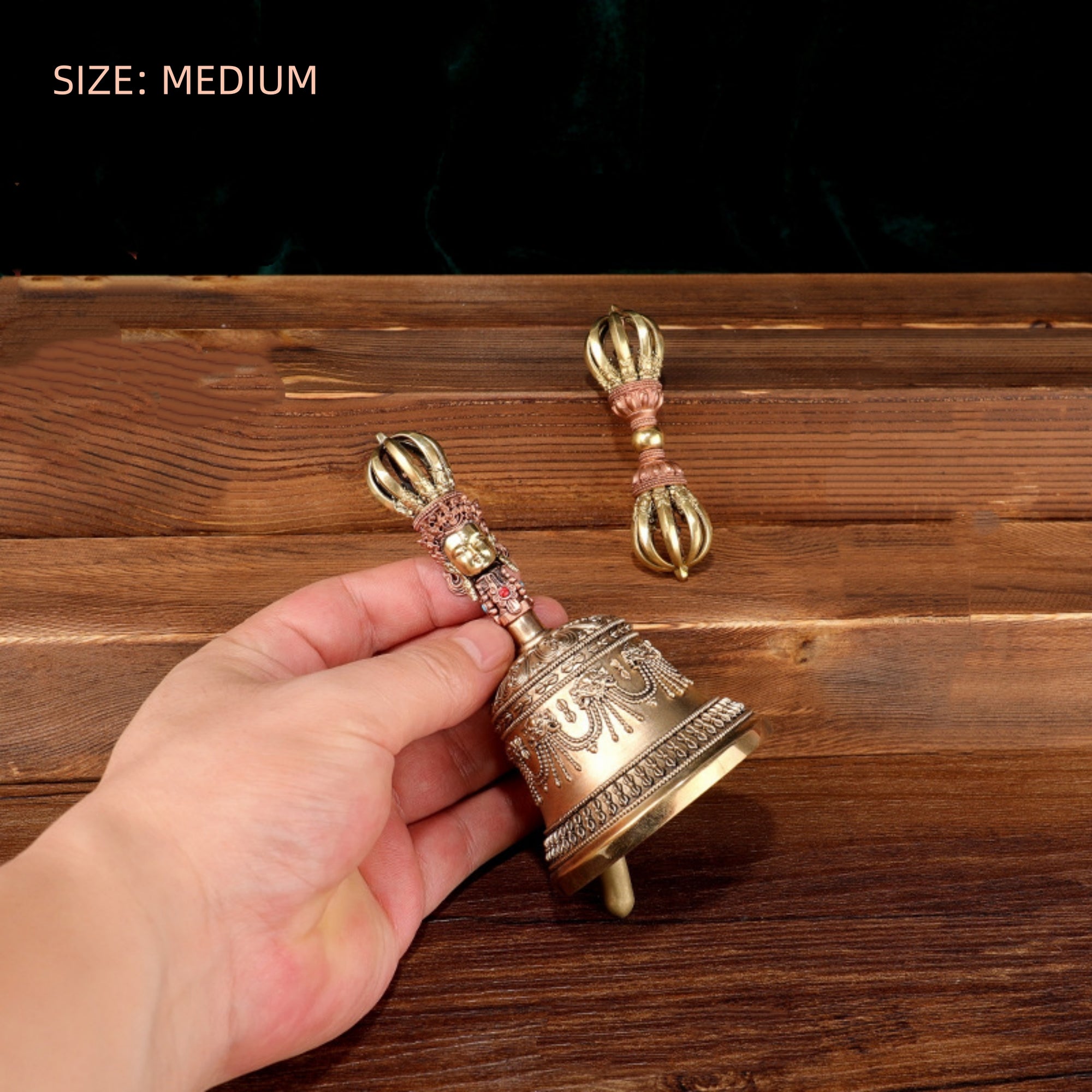 Handcrafted Tibetan Brass Meditation Bell & Vajra Set