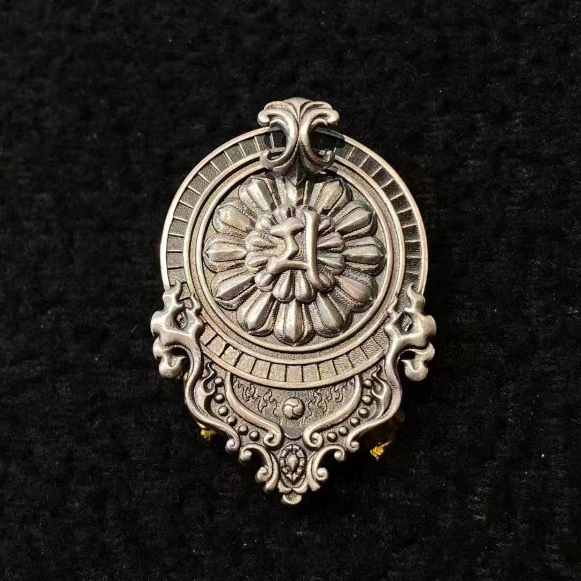 Mahakala Sterling Silver Crystal Enamel Amulet Pendant