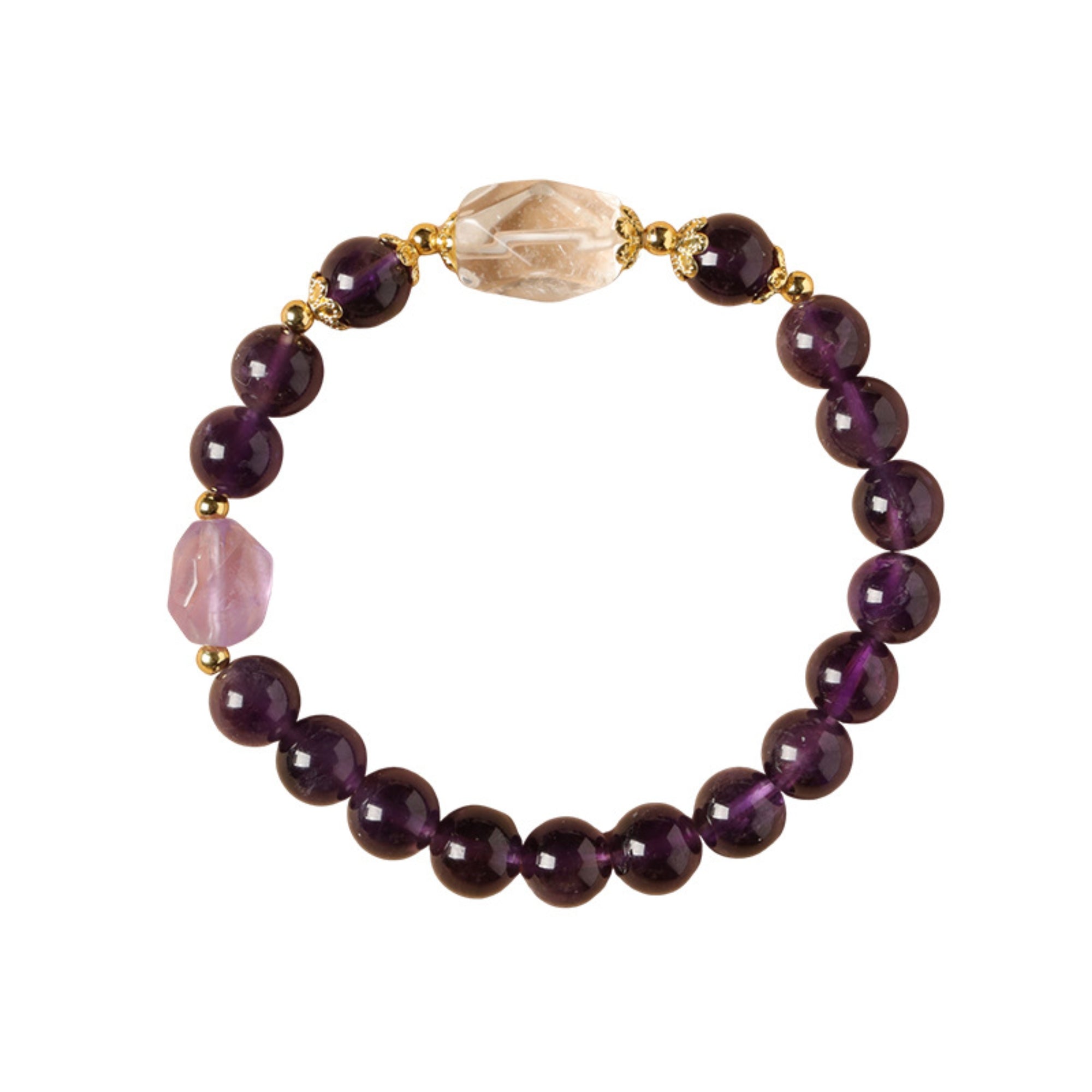 Natural Amethyst & Clear Quartz Bracelet