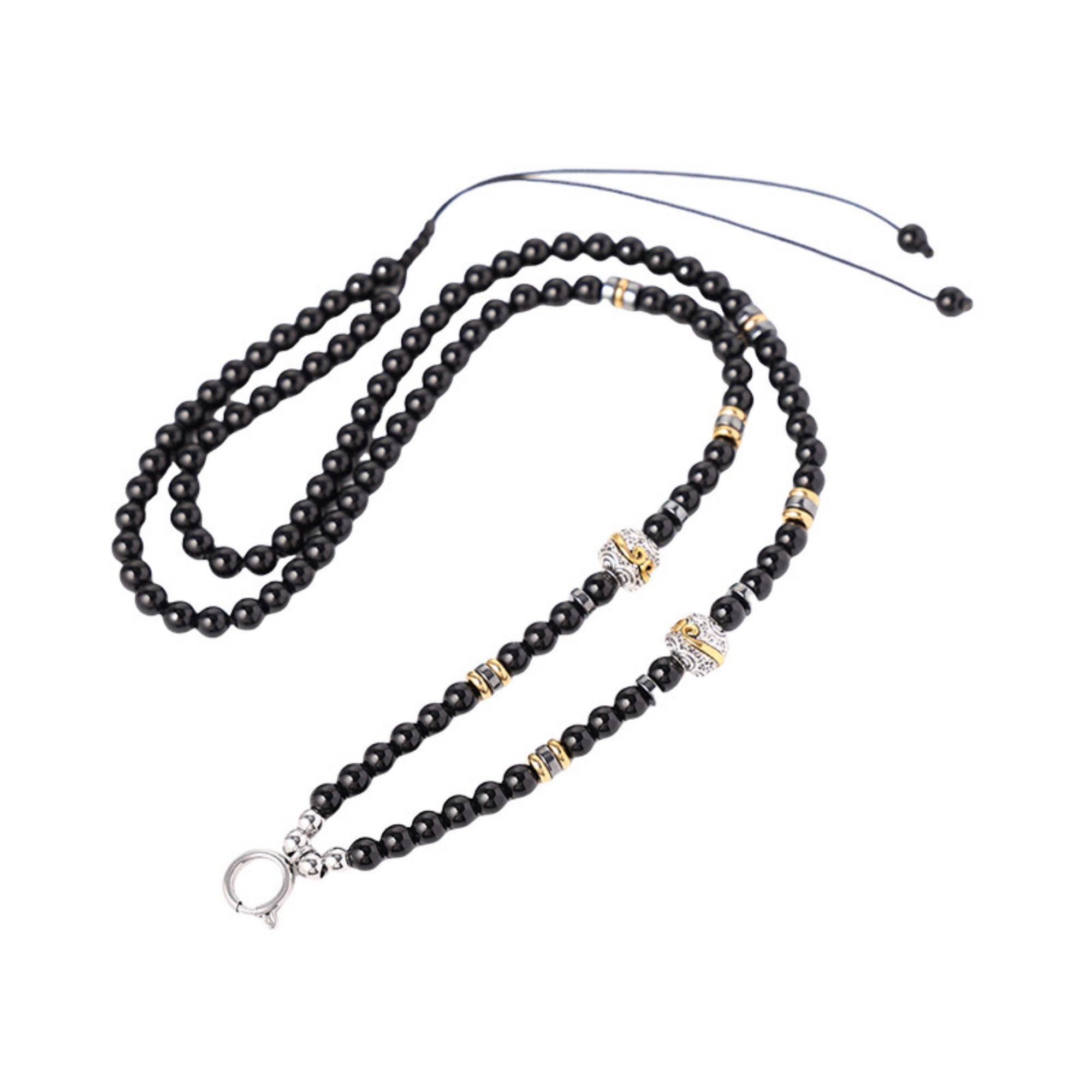 Natural Black Agate Tibetan Silver Thangka Pendant Replacement Chain