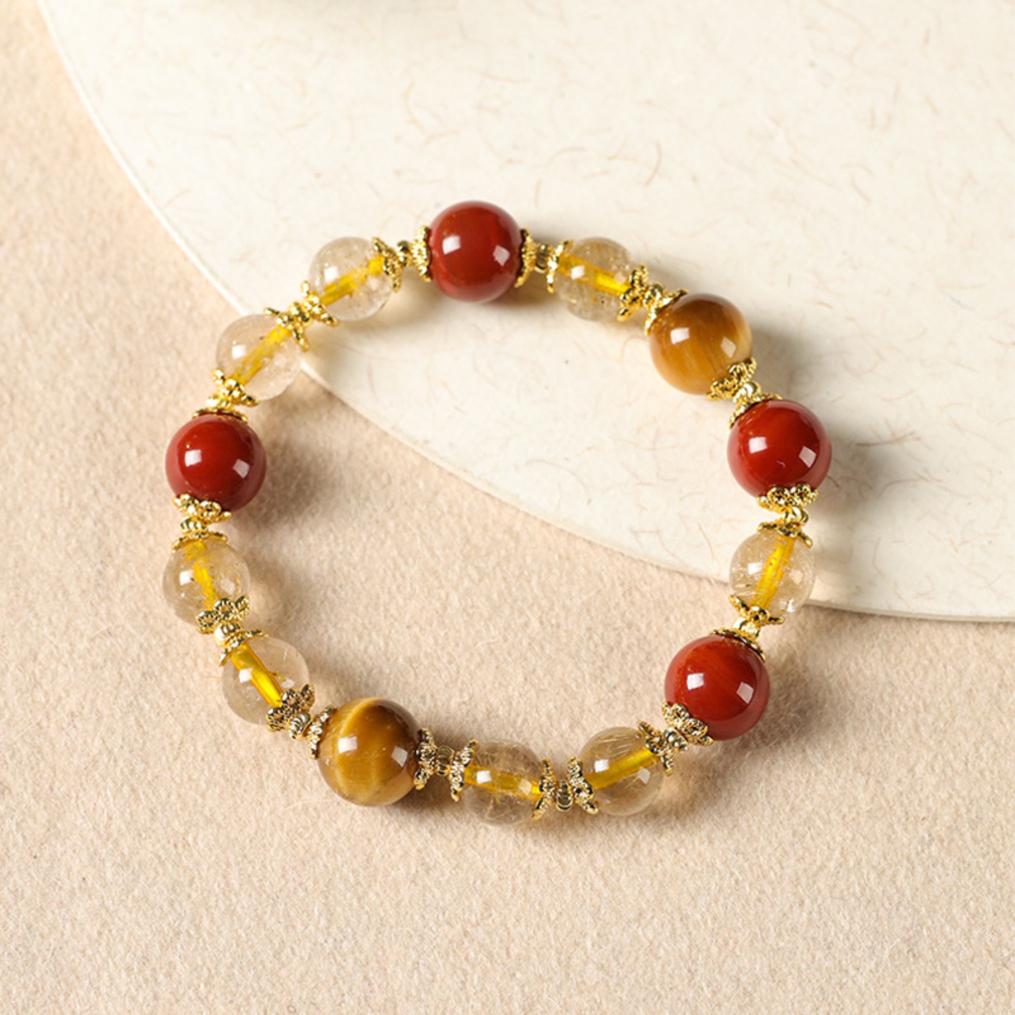 Natural Citrine & Red Agate Bracelet