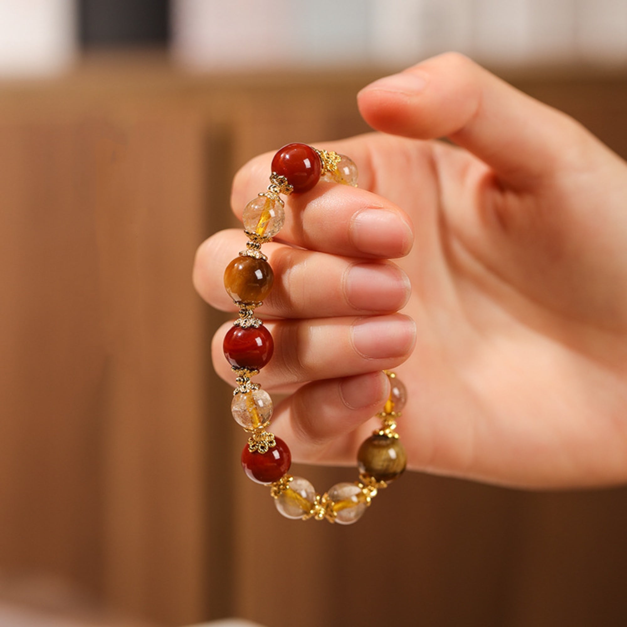 Natural Citrine & Red Agate Bracelet