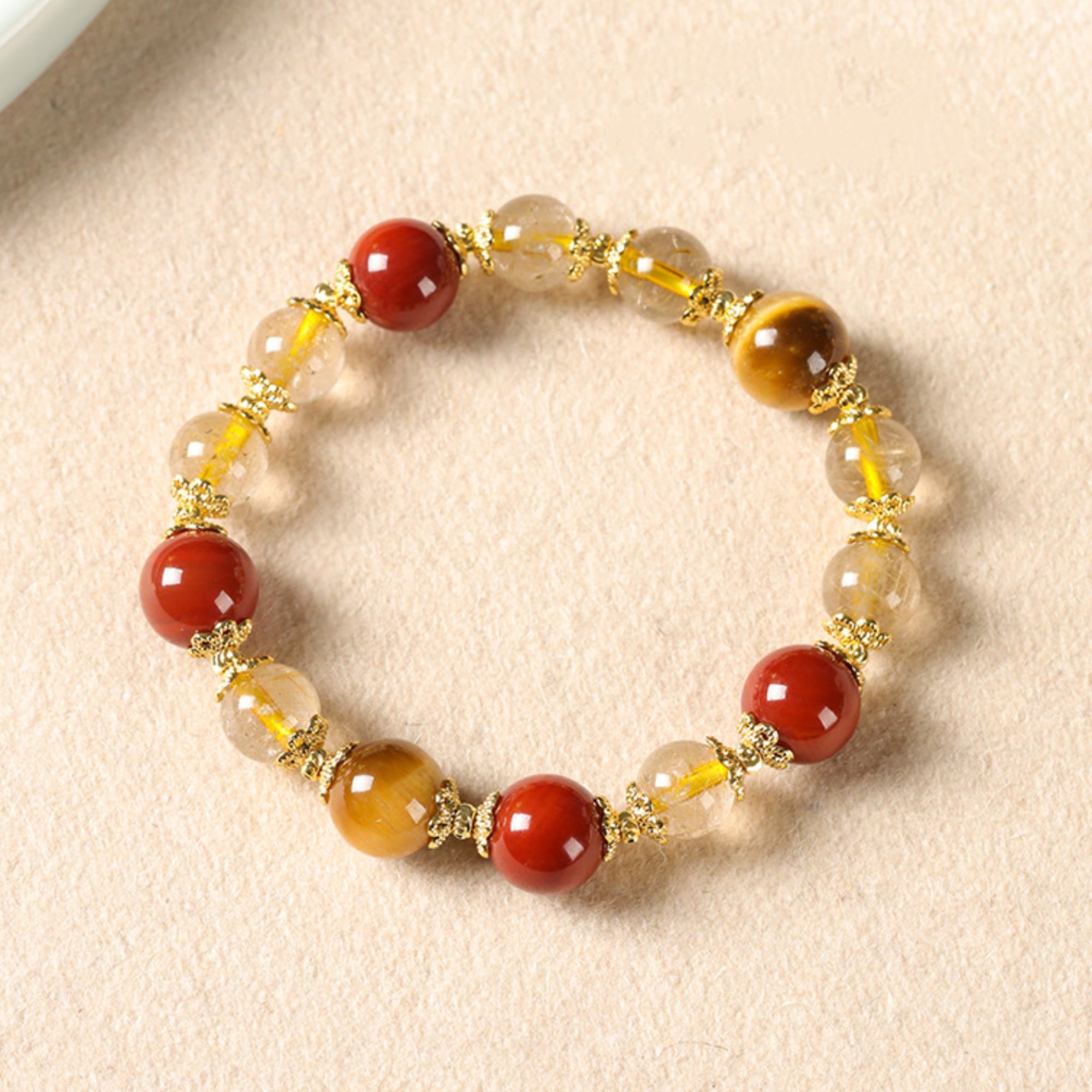 Natural Citrine & Red Agate Bracelet